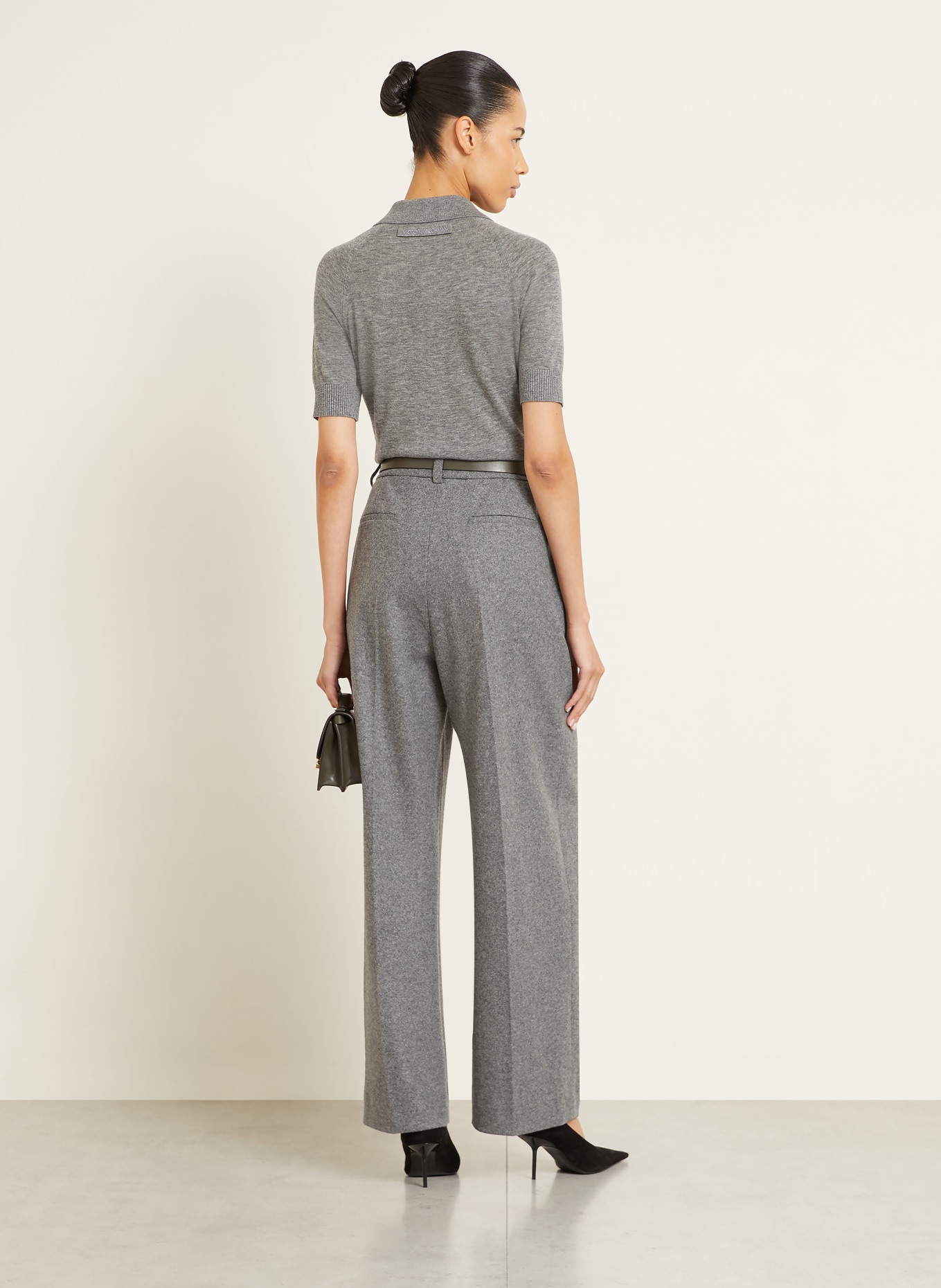 VICTORIA BECKHAM Pletené polo tričko: ŠEDÁ