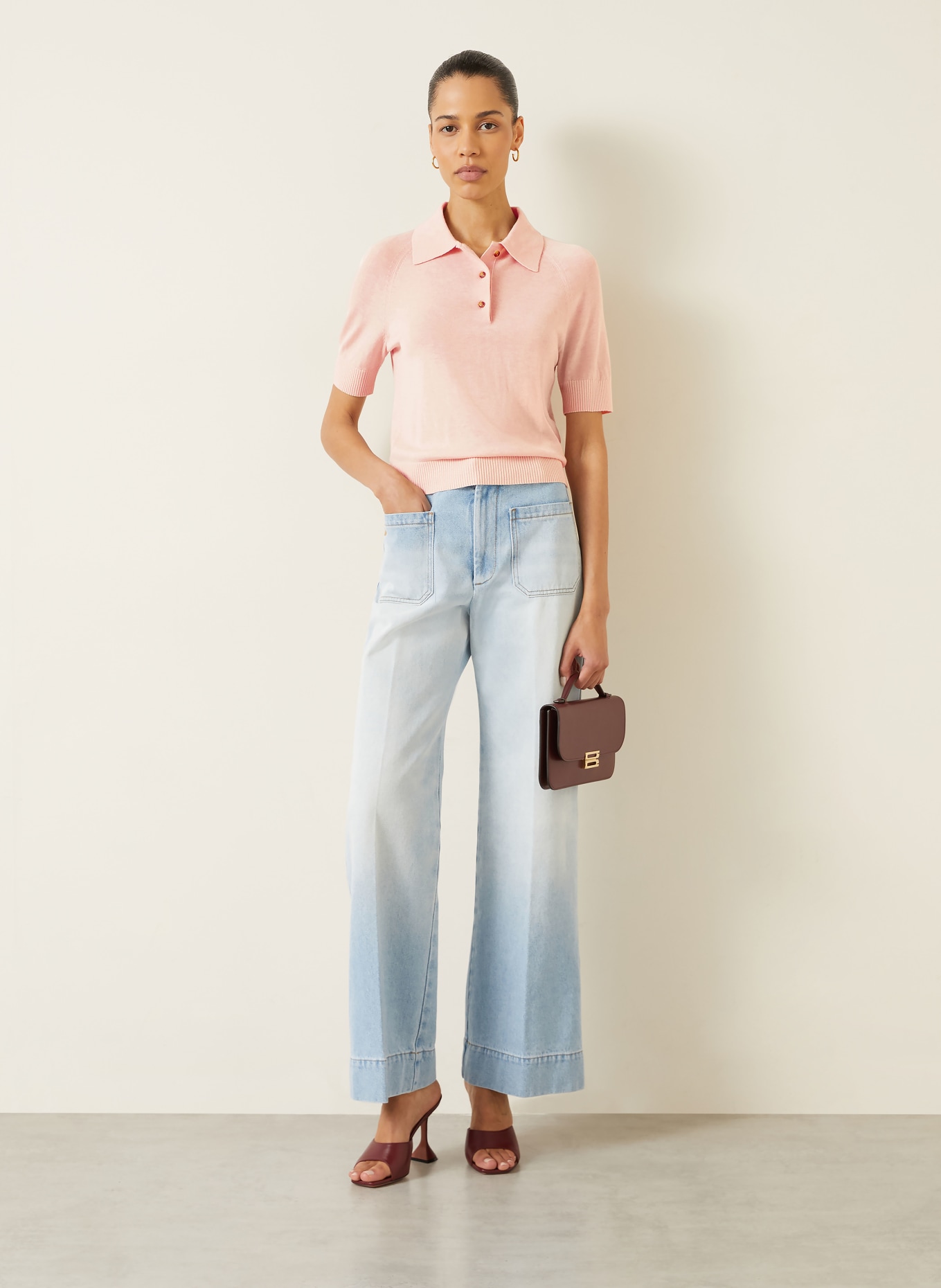 VICTORIA BECKHAM Strick-Poloshirt: ROSÉGOLD