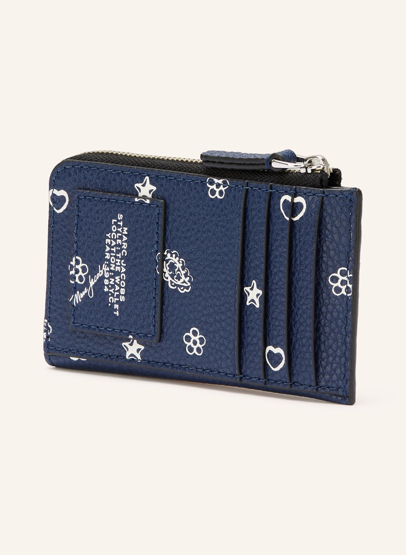MARC JACOBS Etui na karty z przegródką na monety: GRANATOWY / BIAŁY