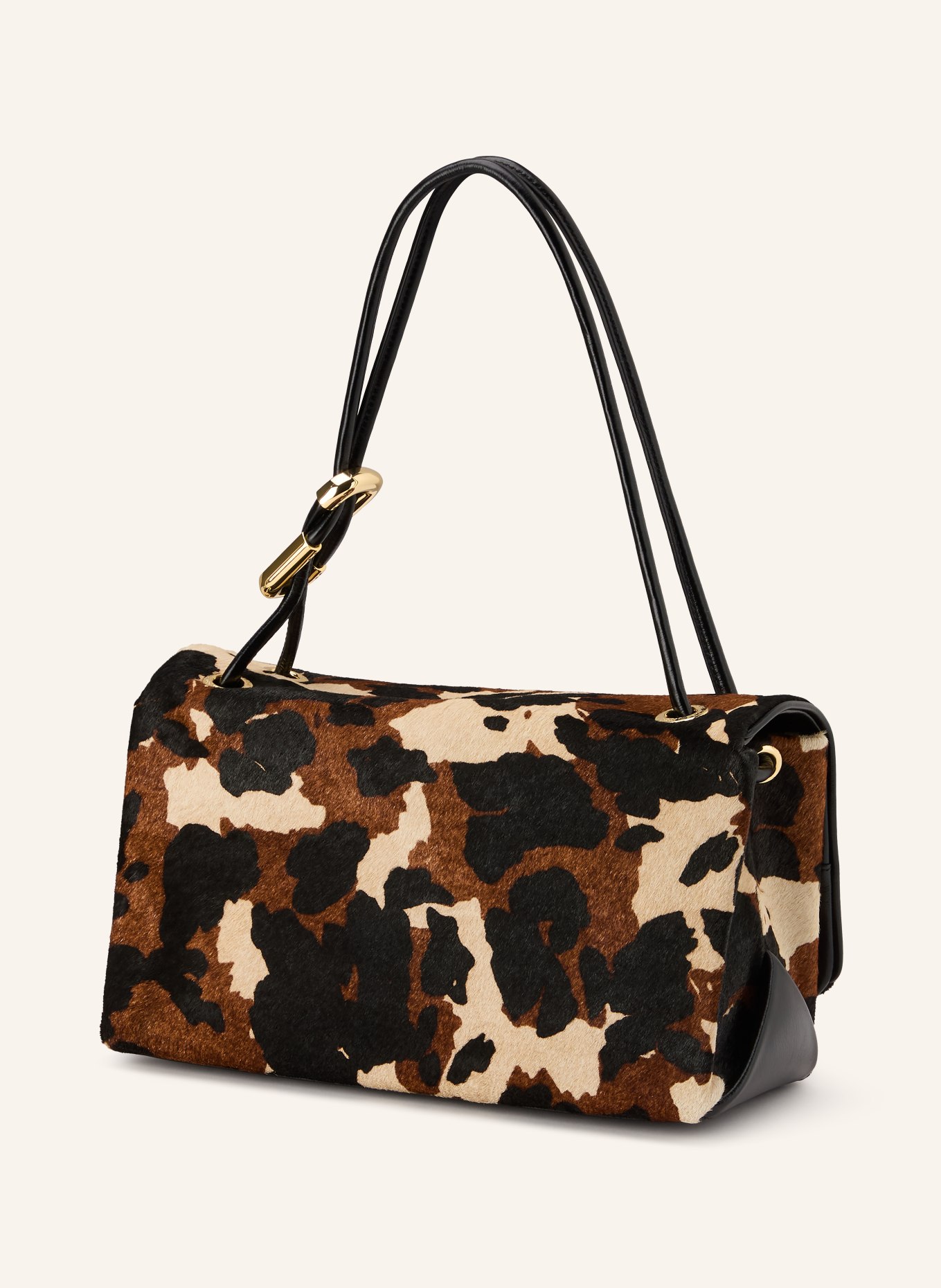MARC JACOBS THE COW HAIRCALF LARGE DUAL BAG shoulder bag: BLACK / DARK BROWN / CREAM