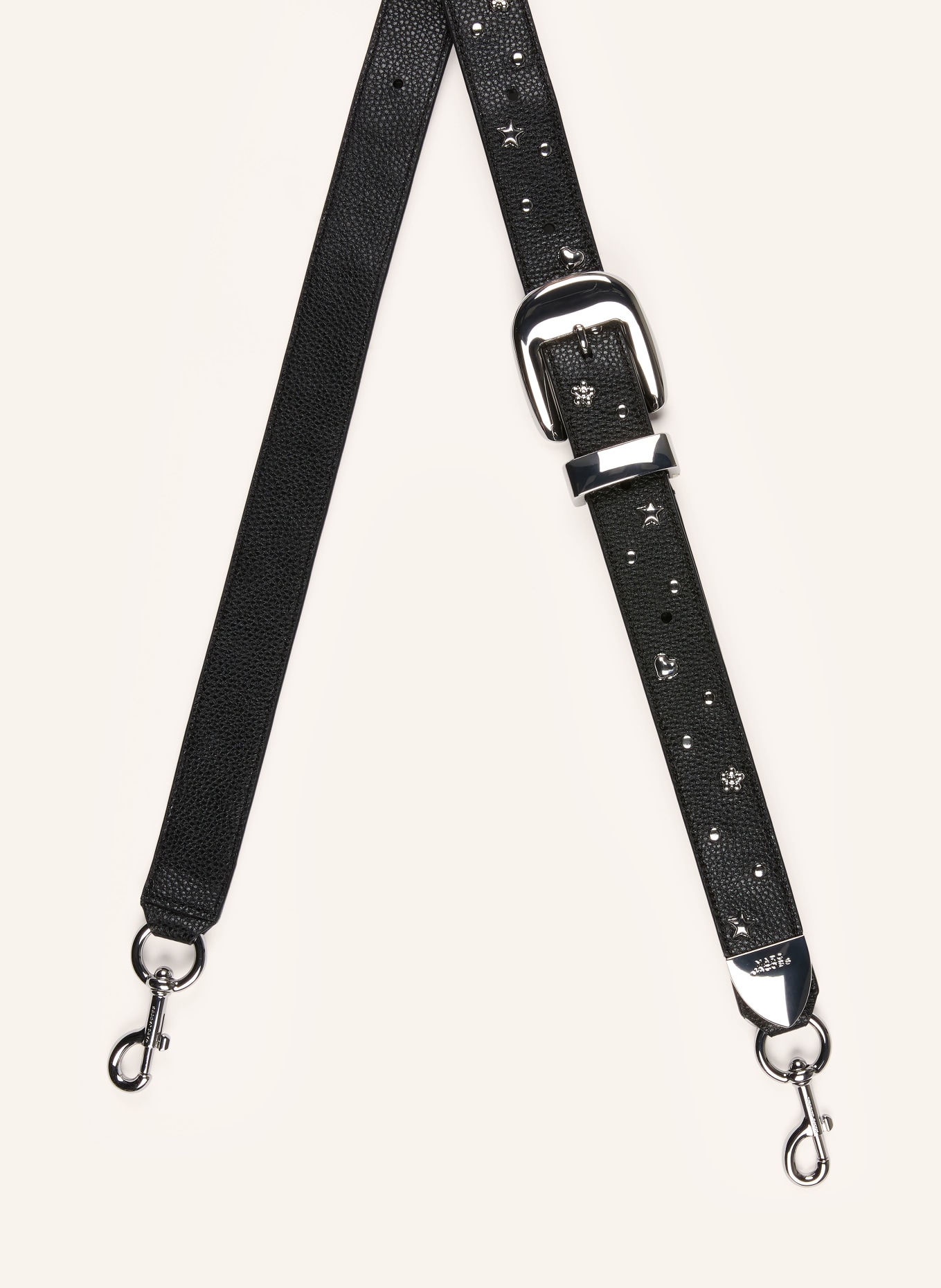 MARC JACOBS Pasek na ramię z nitami: CZARNY / SREBRNY