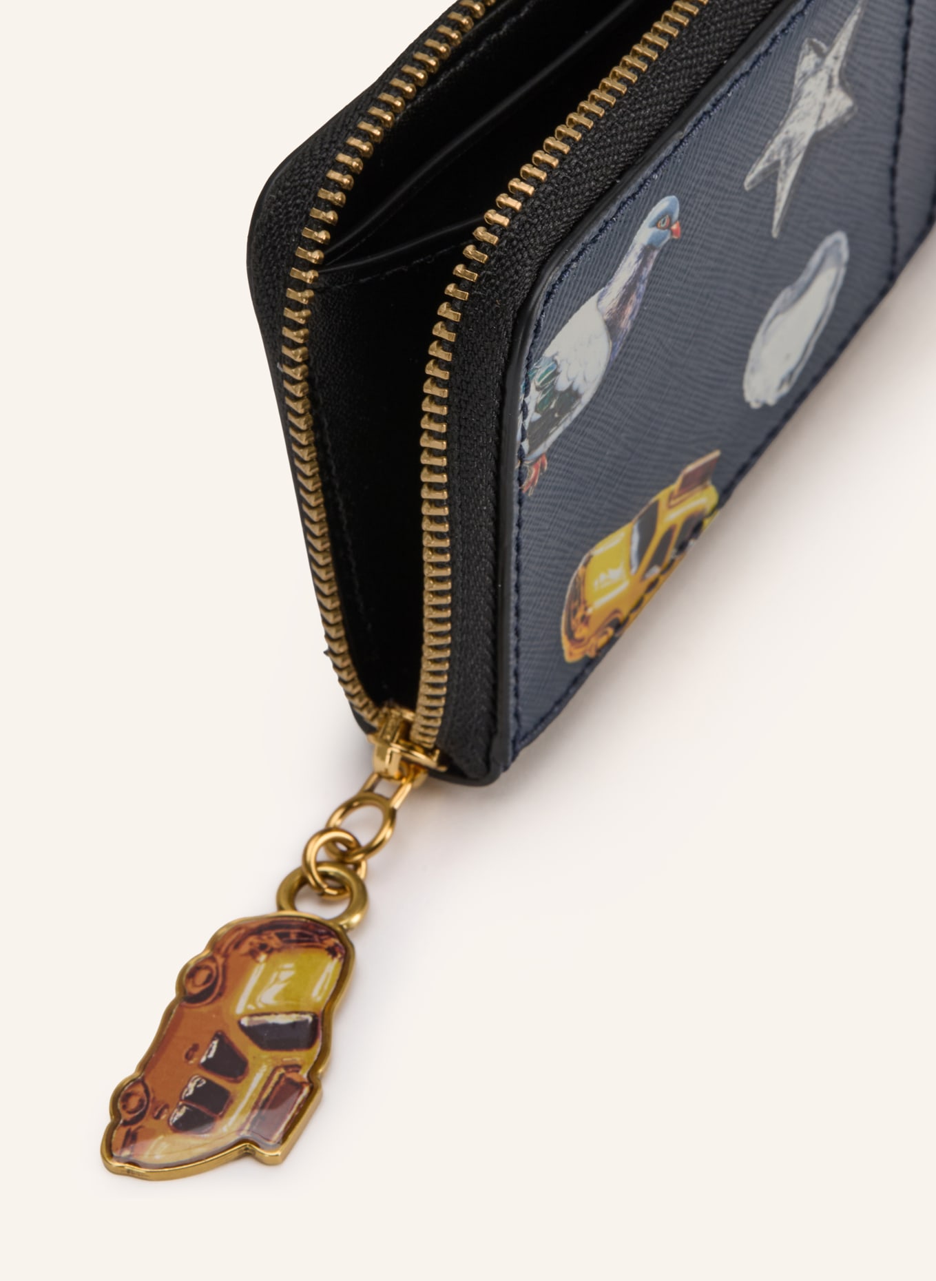 MARC JACOBS Saffiano-Geldbörse THE TOP ZIP MULTI WALLET: DUNKELBLAU / GOLD