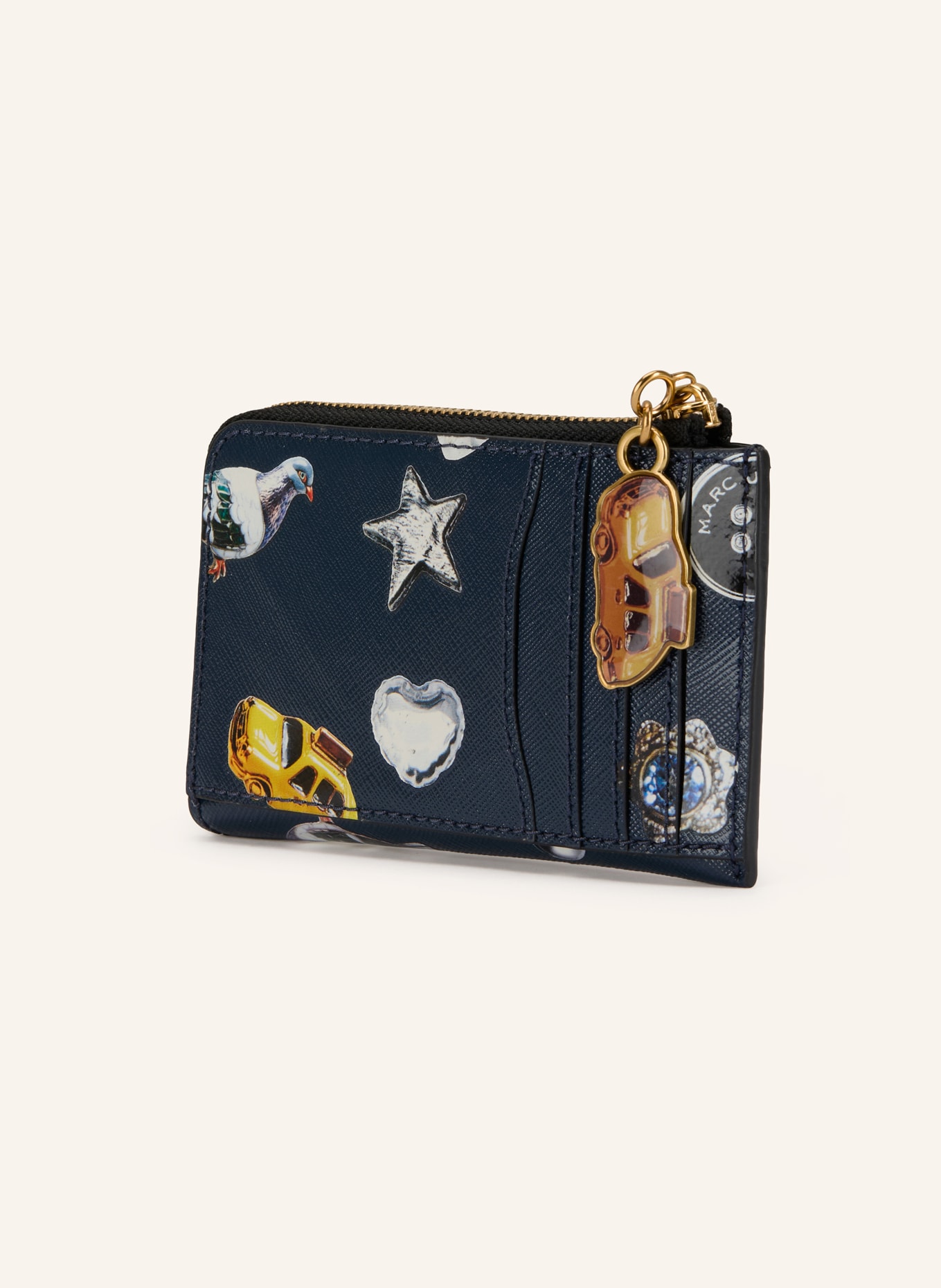 MARC JACOBS Saffiano-Geldbörse THE TOP ZIP MULTI WALLET: DUNKELBLAU / GOLD
