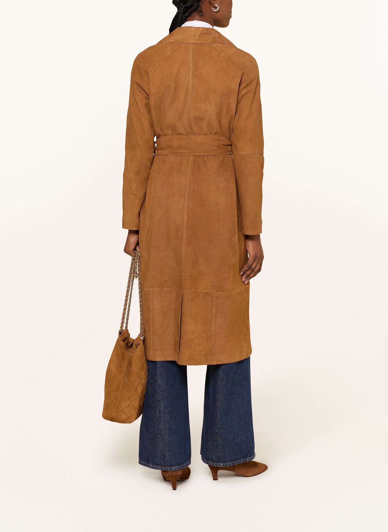 ARMA Leather trench coat: COGNAC