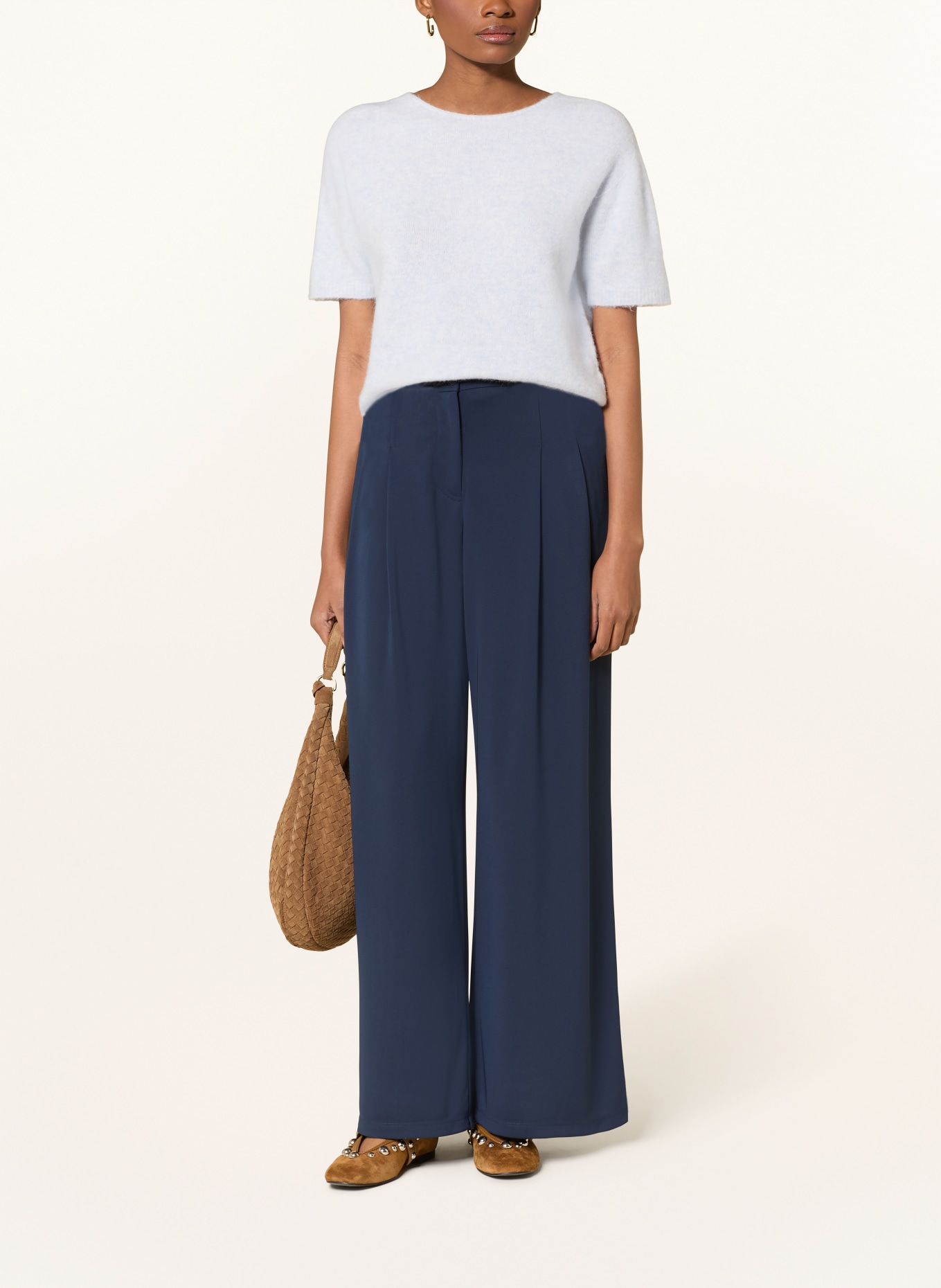 darling harbour Strickshirt mit Alpaka: LIGHT BLUE MELANGE