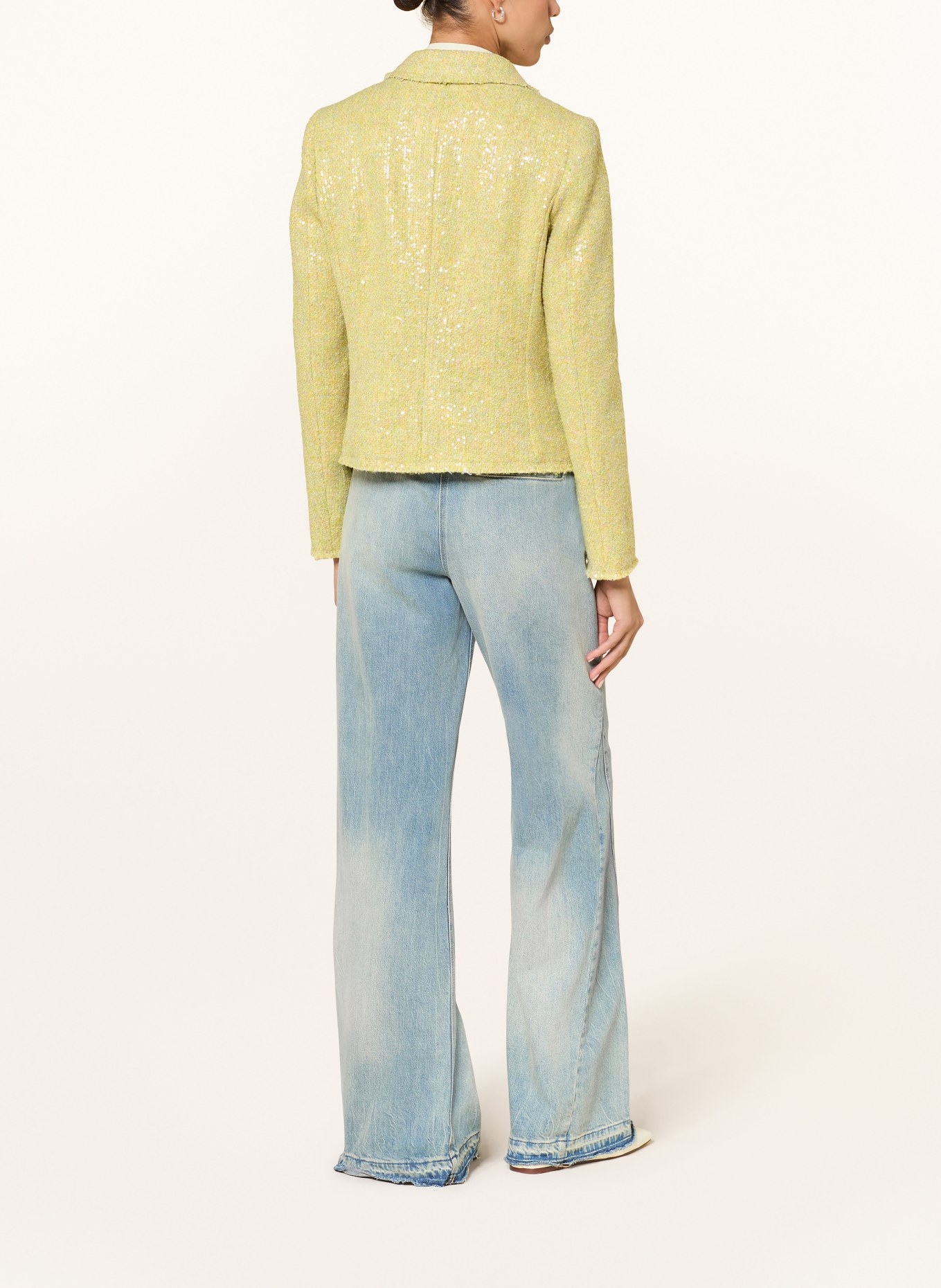 LUISA CERANO Tweedowa marynarka z cekinami: JASNOZIELONY / JASNOŻÓŁTY