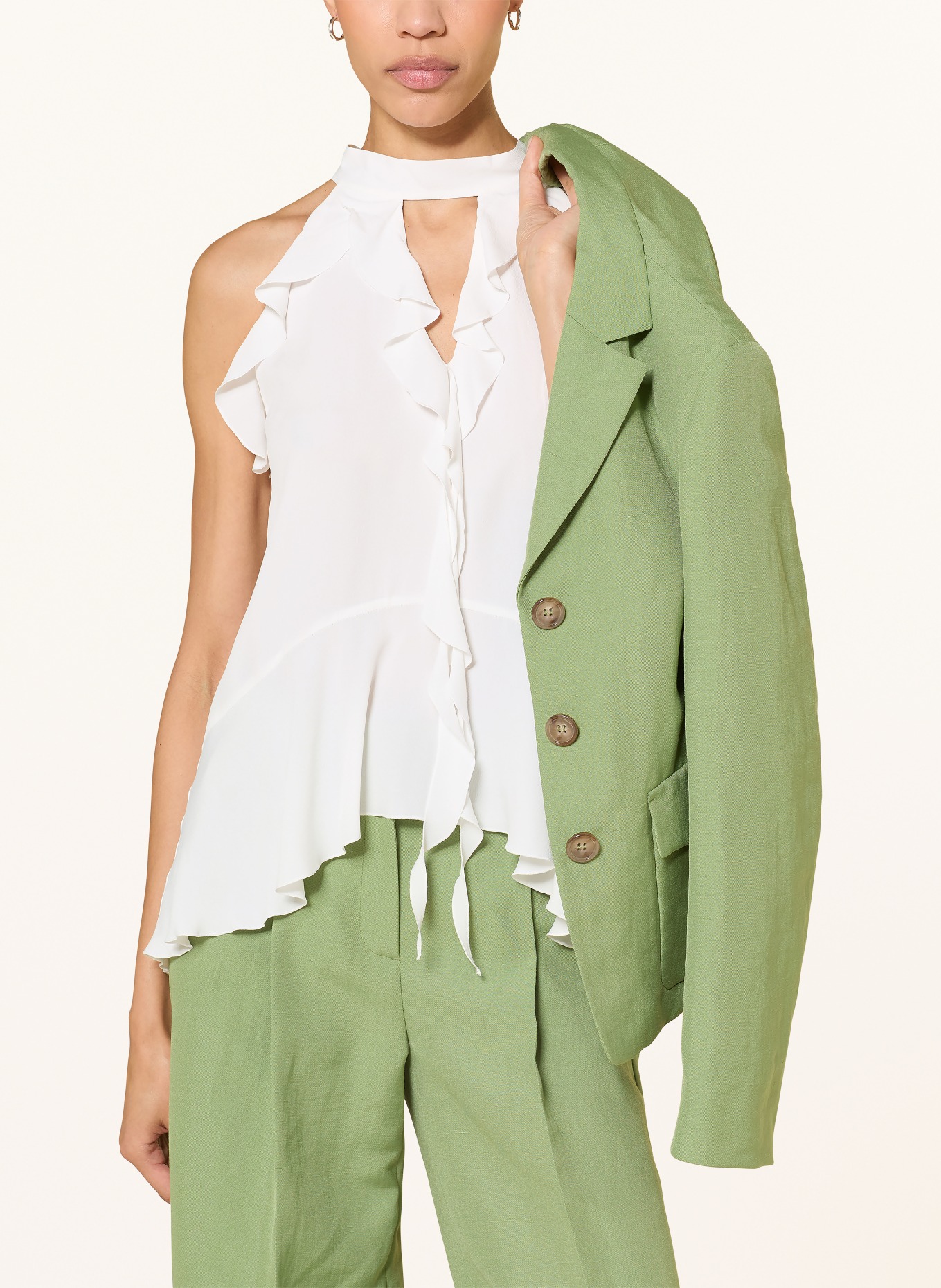 LUISA CERANO Halenka s hedvábím a volány: BÍLÁ