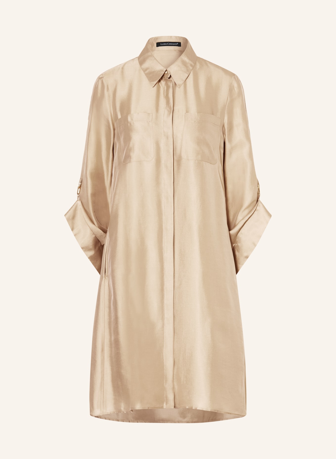 LUISA CERANO Hemdblusenkleid aus Satin: BEIGE