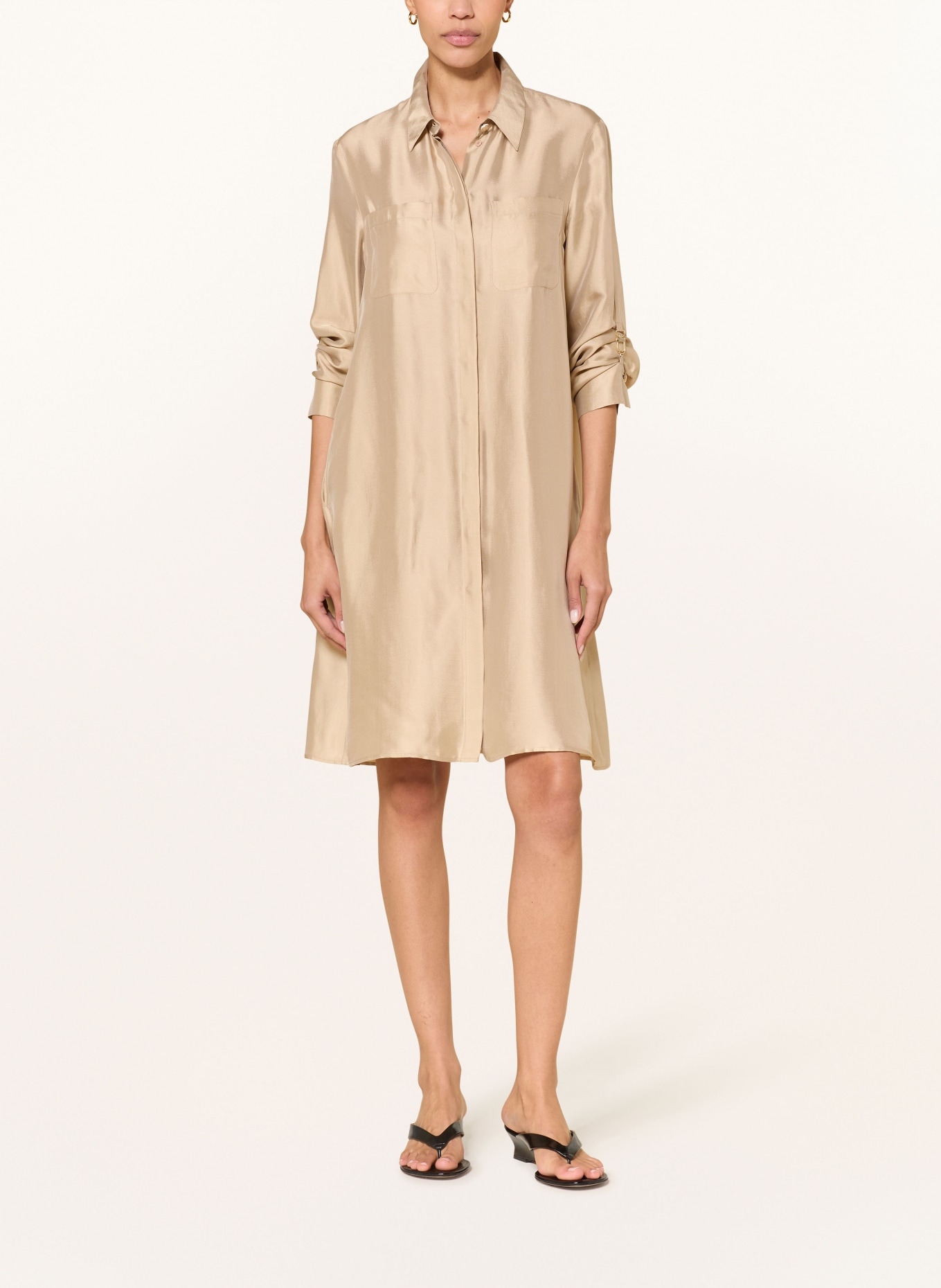 LUISA CERANO Hemdblusenkleid aus Satin: BEIGE