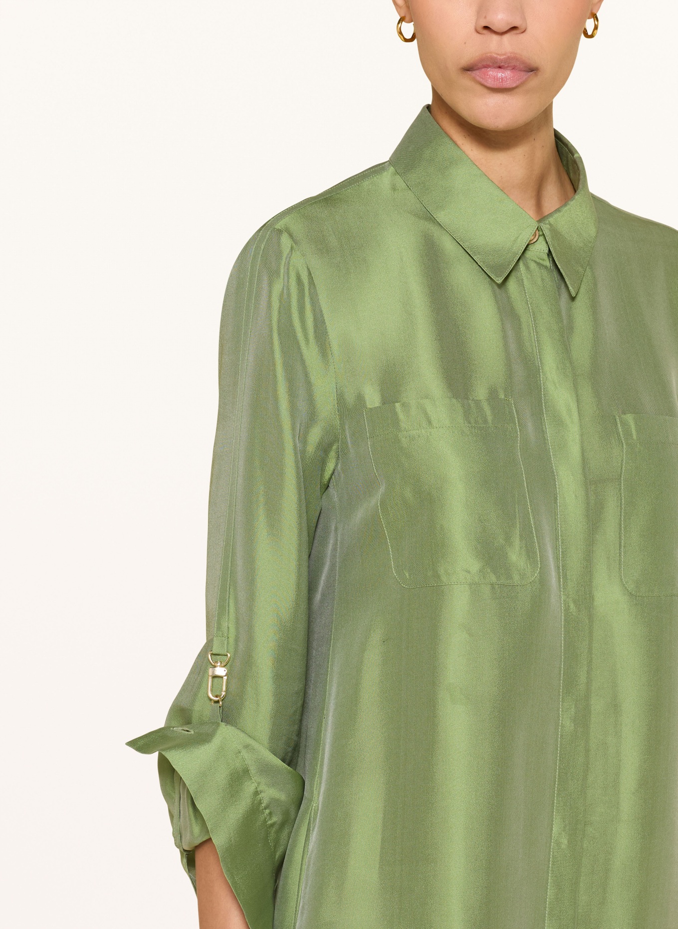 LUISA CERANO Hemdblusenkleid aus Satin: GRÜN