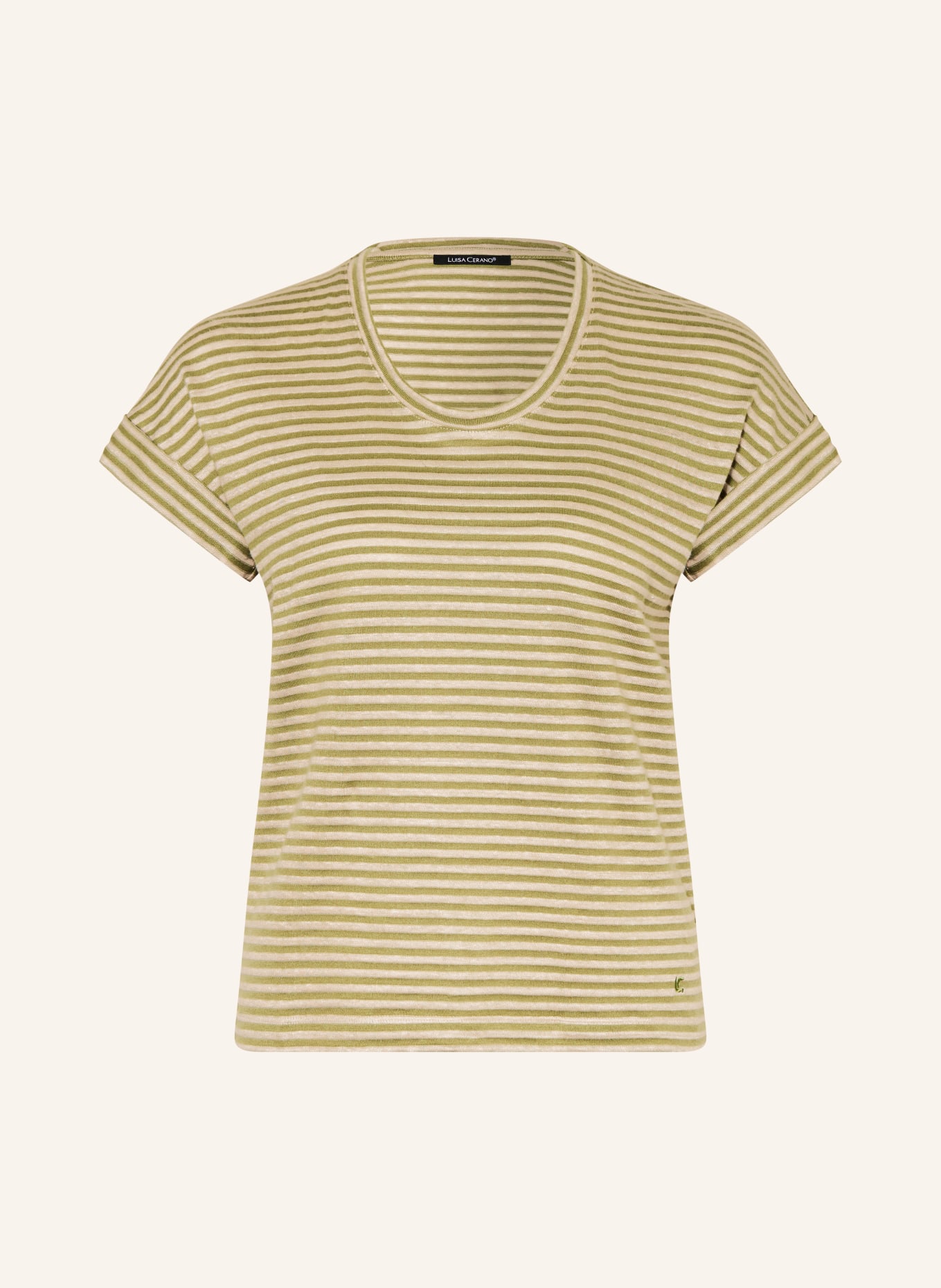 LUISA CERANO Knitted linen shirt: BEIGE / GREEN