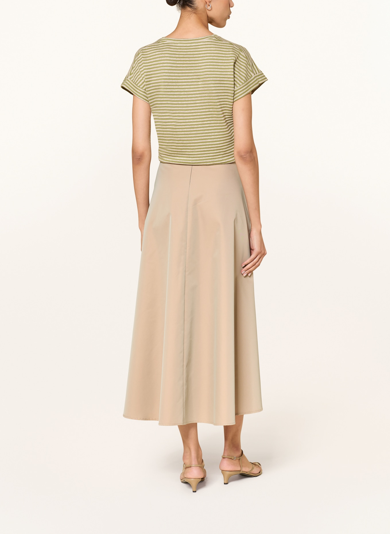 LUISA CERANO Knitted linen shirt: BEIGE / GREEN