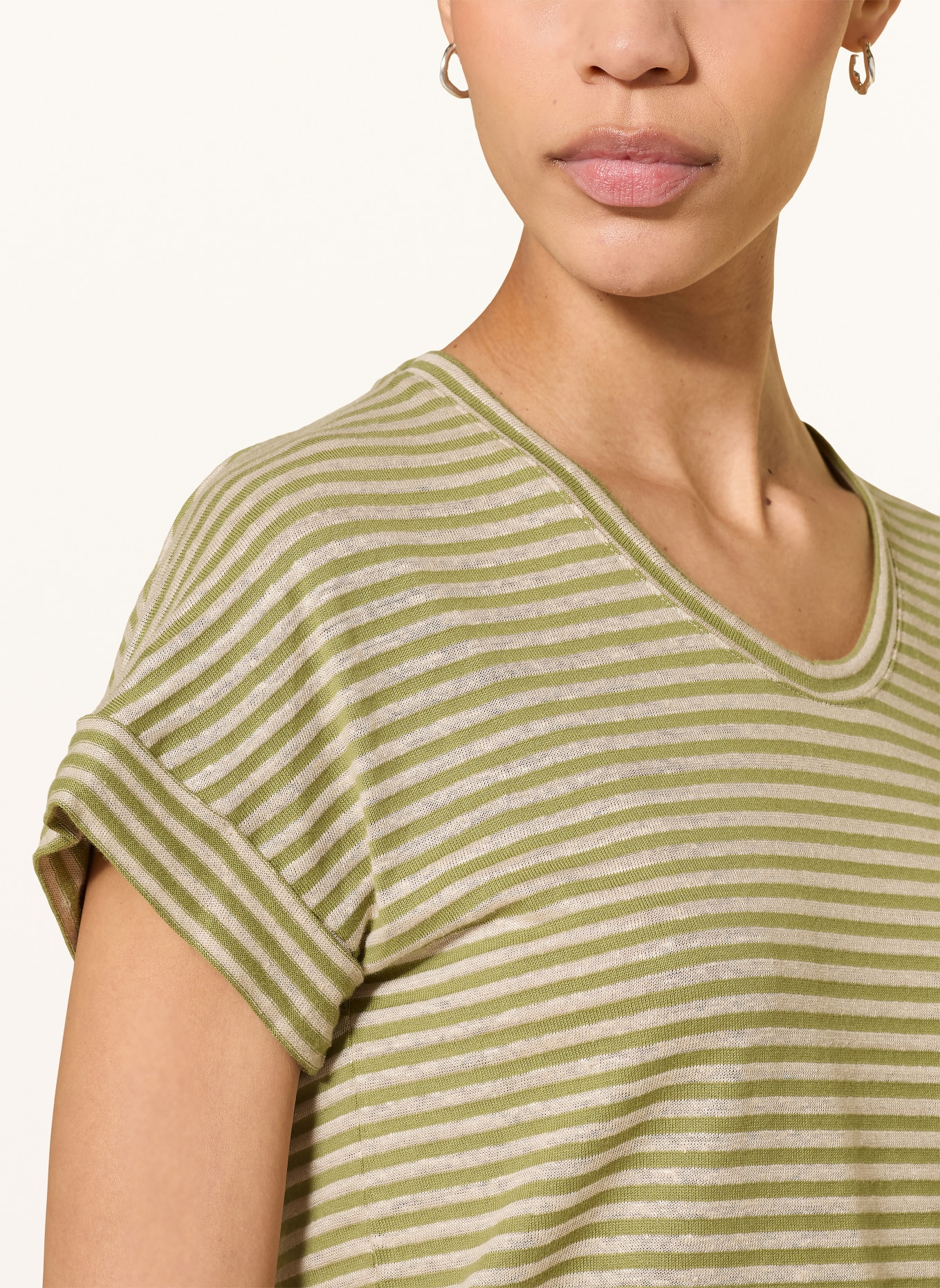 LUISA CERANO Knitted linen shirt: BEIGE / GREEN