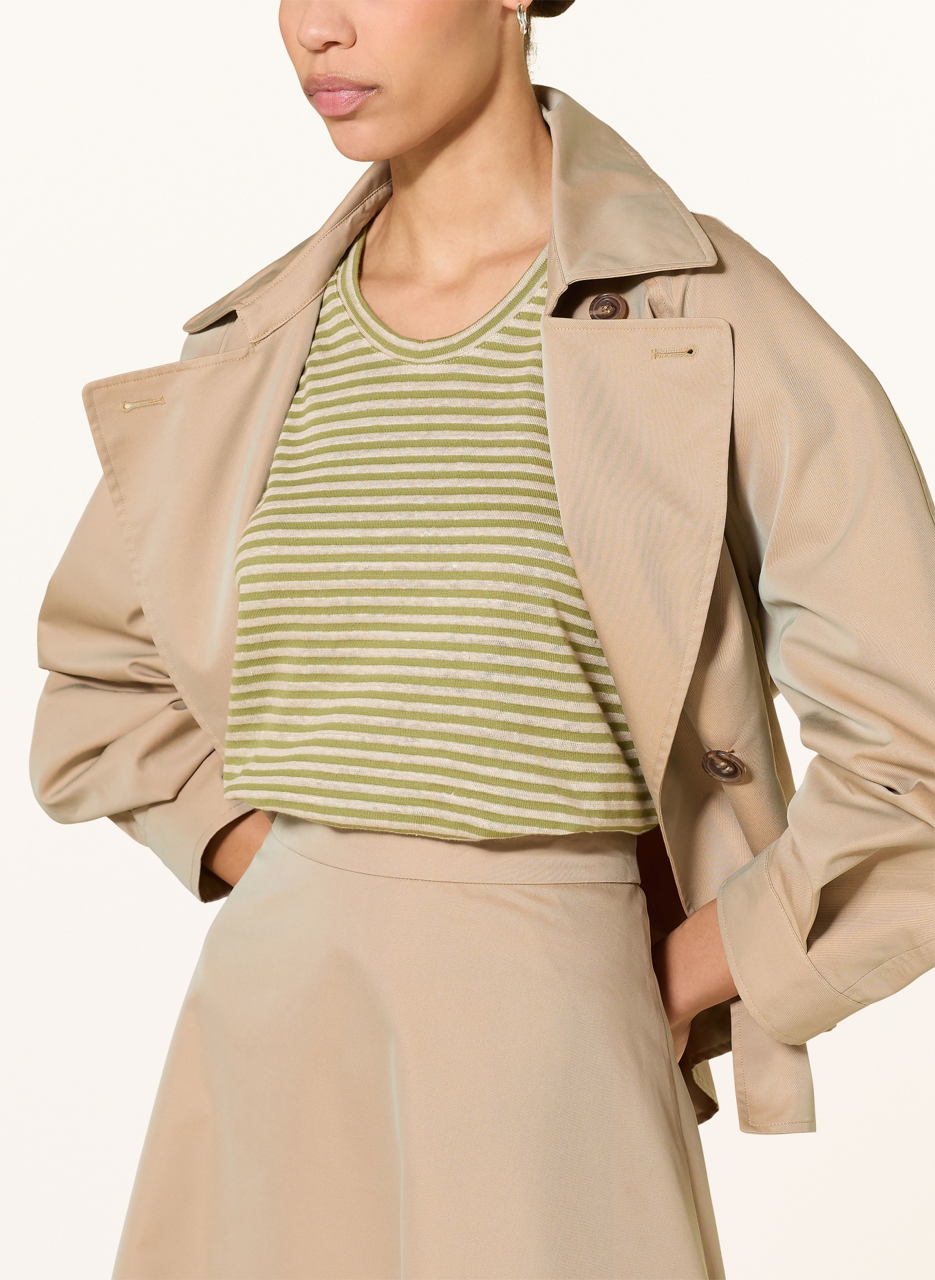 LUISA CERANO Knitted linen shirt: BEIGE / GREEN