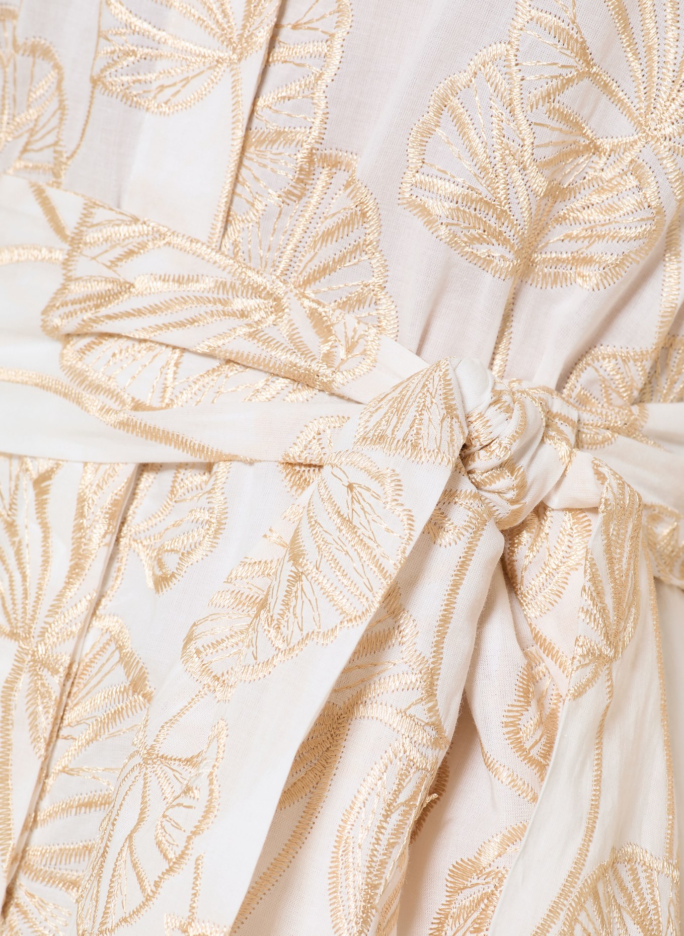 LUISA CERANO Robe chemise à manches 3/4 et fil pailleté: CRÈME / OR