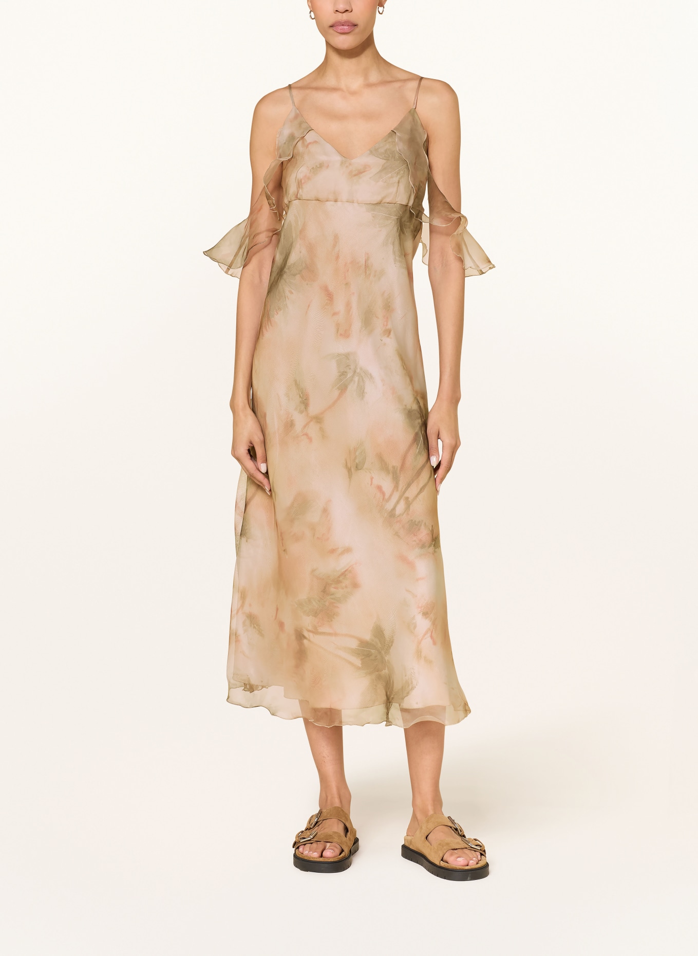 LUISA CERANO Cocktailkleid aus Seide: CAMEL / OLIV