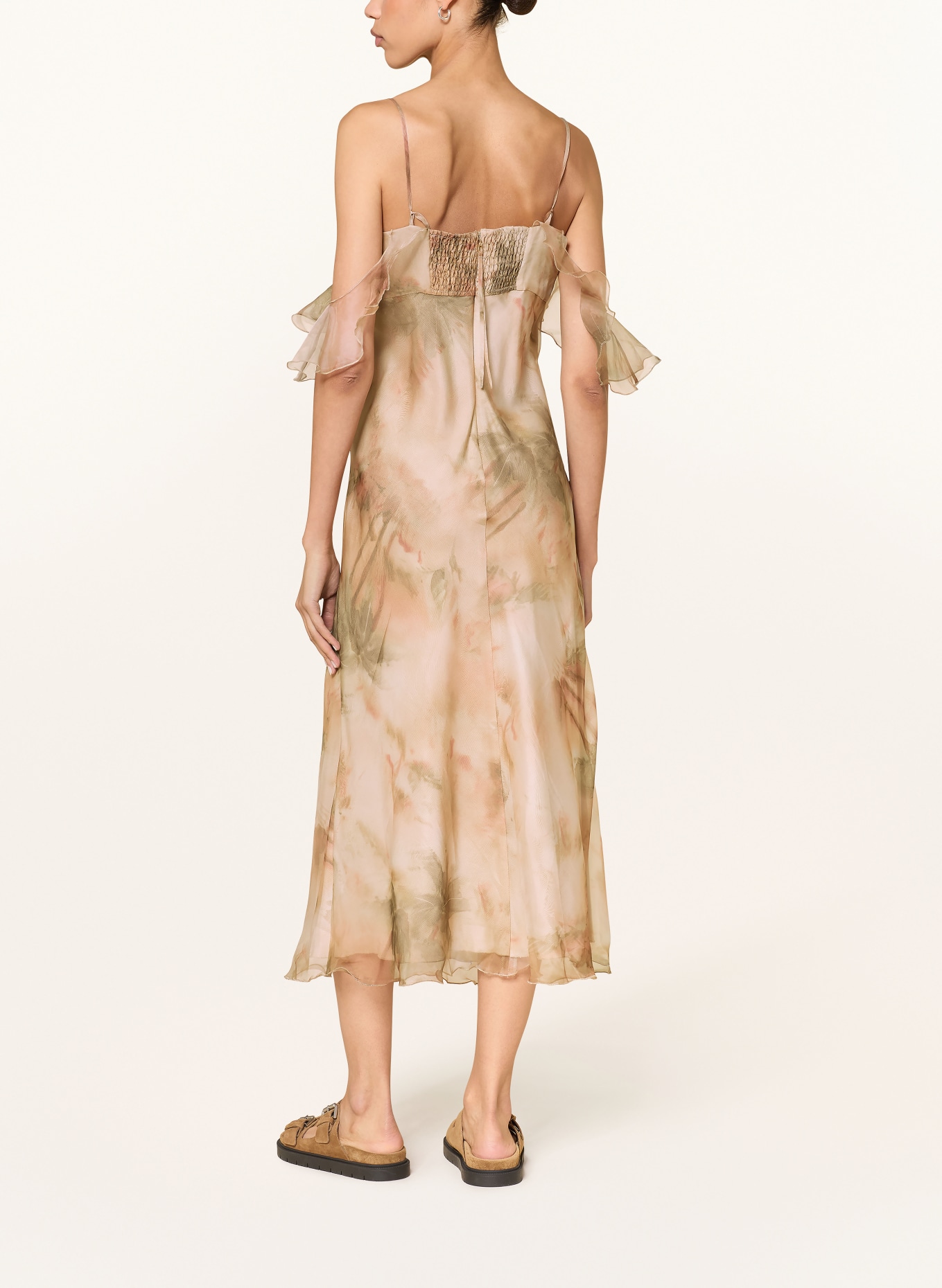 LUISA CERANO Cocktailkleid aus Seide: CAMEL / OLIV