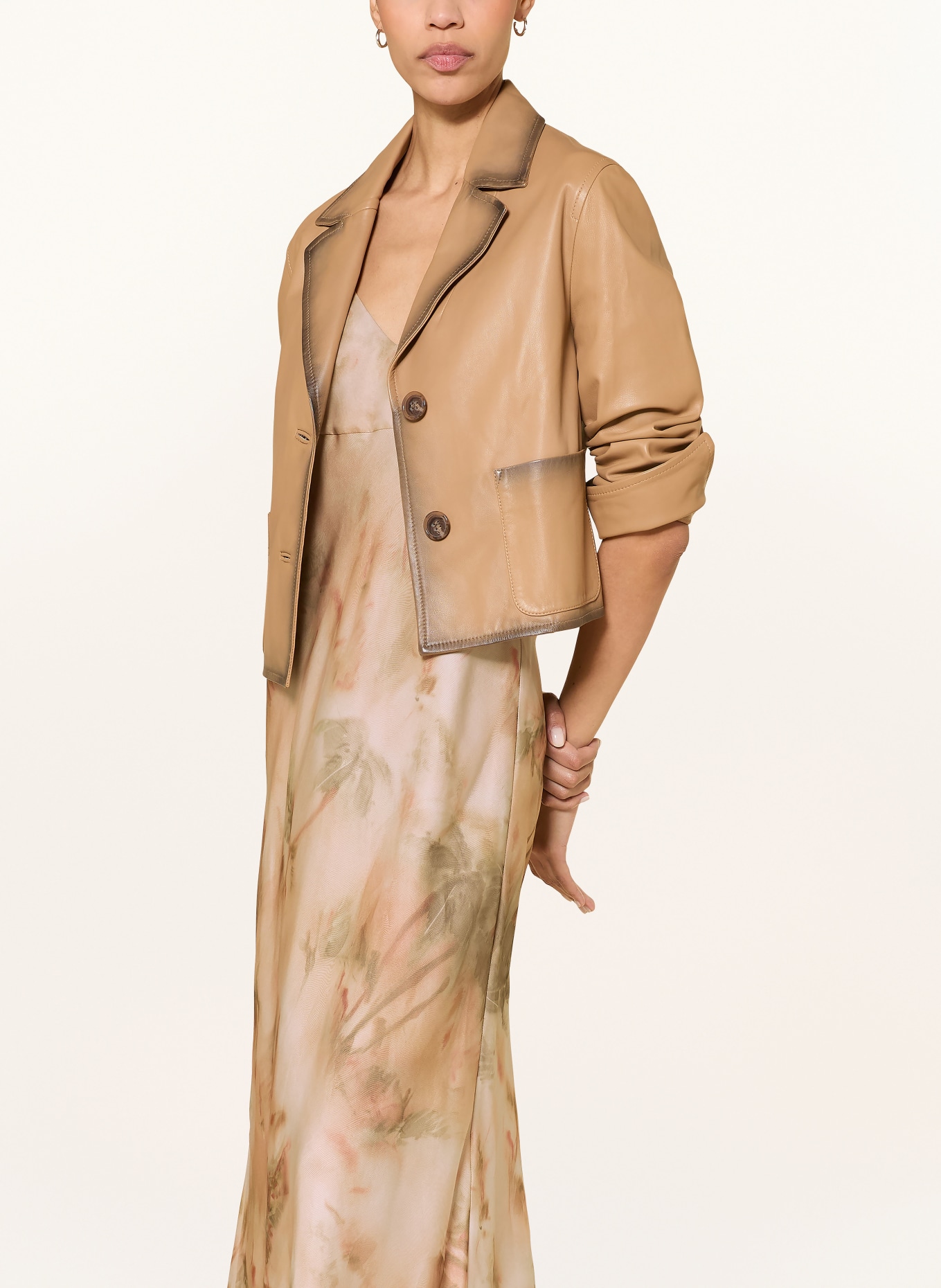 LUISA CERANO Cocktailkleid aus Seide: CAMEL / OLIV