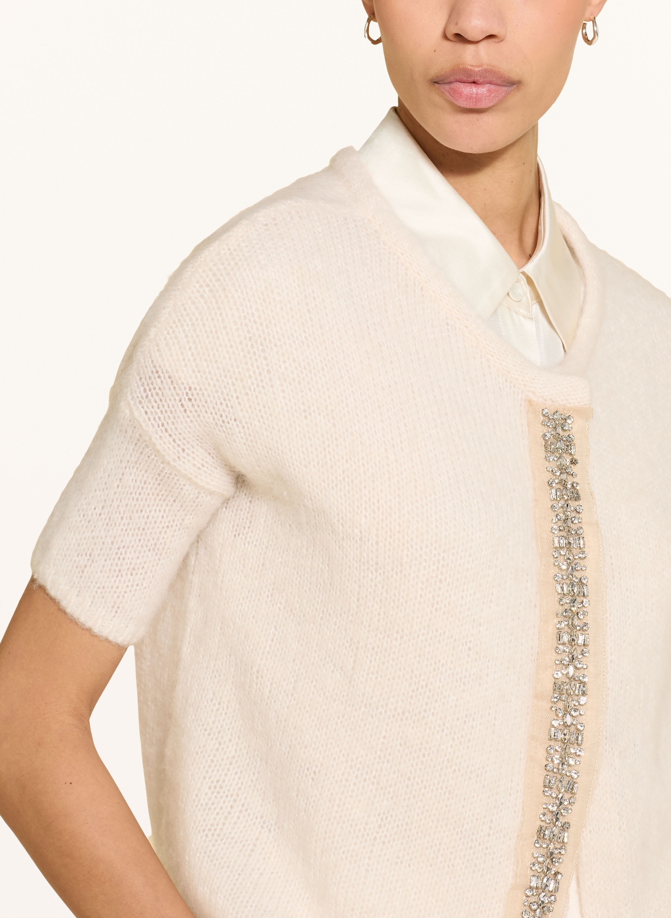 LUISA CERANO Vest met alpaca en sierstenen: ECRU