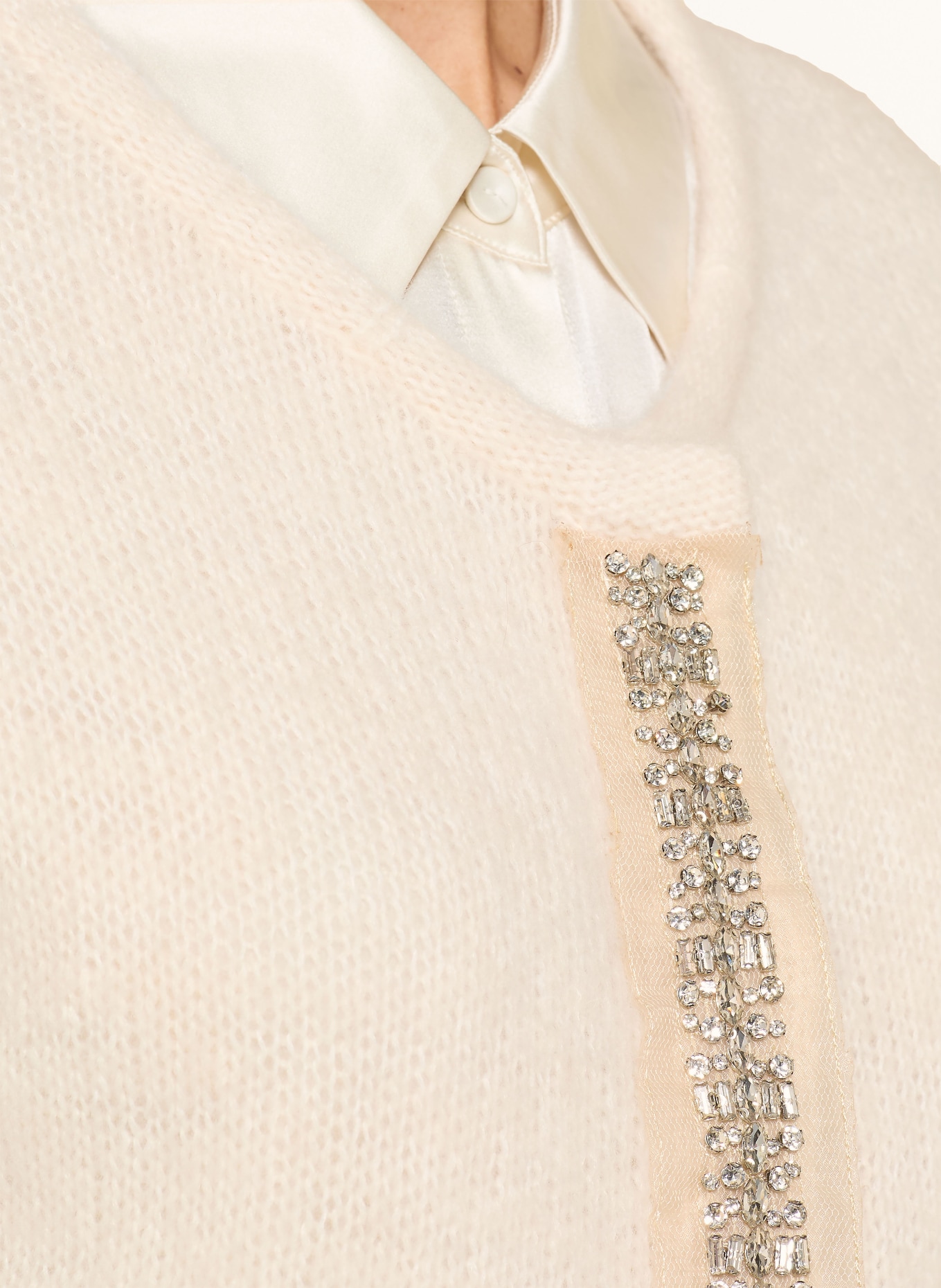 LUISA CERANO Vest met alpaca en sierstenen: ECRU