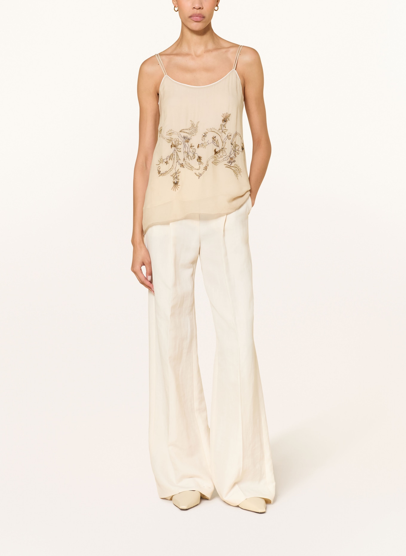 LUISA CERANO Blouse met sieradenparels: BEIGE / GOUD