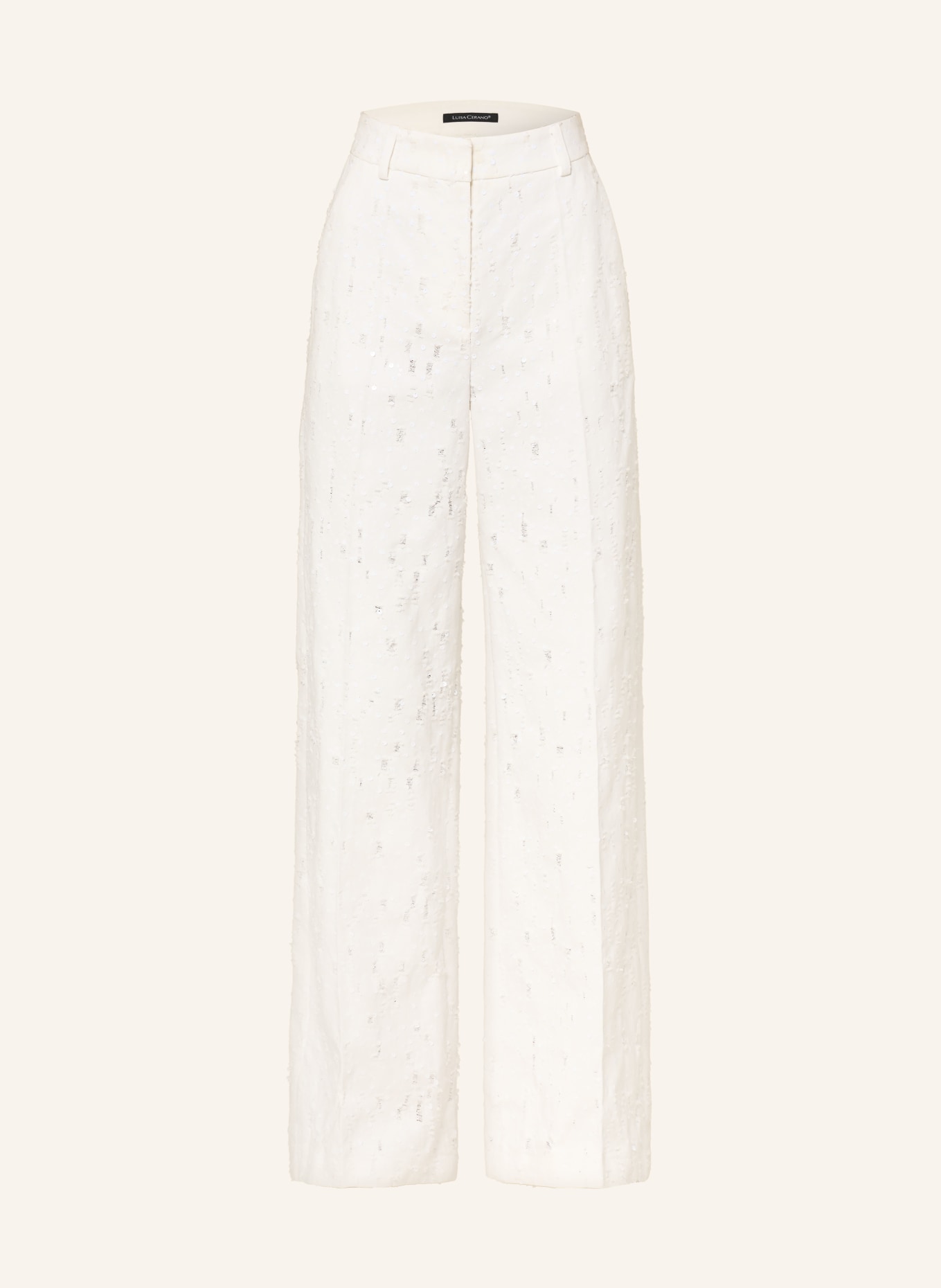 LUISA CERANO Wide Leg Jeans mit Pailletten: 100 WHITE