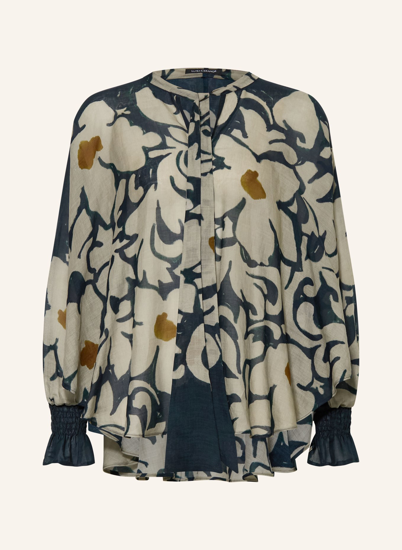 LUISA CERANO bluzka z kołnierzykiem: GRANATOWY / CIEMNOPOMARAŃCZOWY / JASNOZIELONY