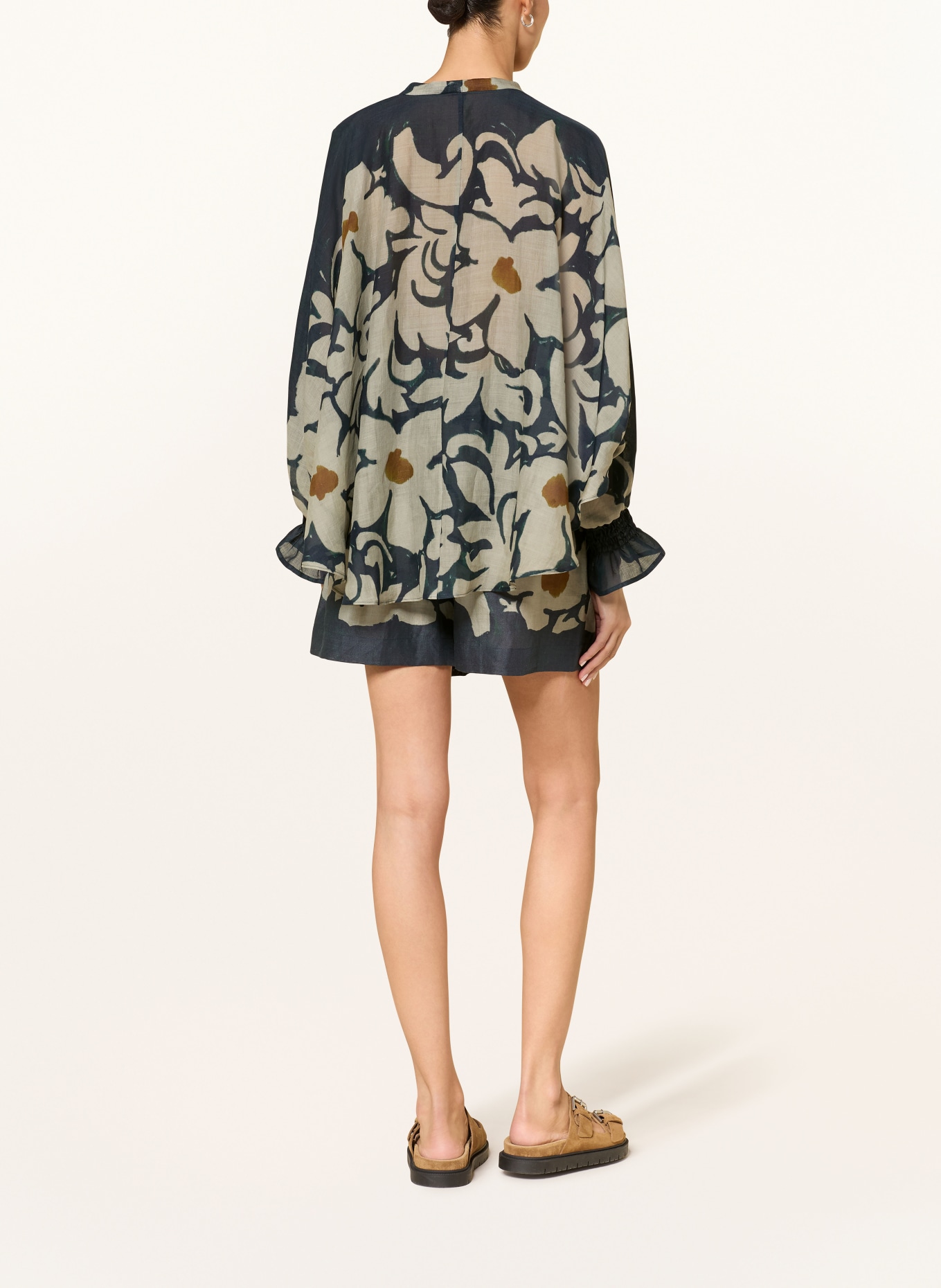 LUISA CERANO bluzka z kołnierzykiem: GRANATOWY / CIEMNOPOMARAŃCZOWY / JASNOZIELONY