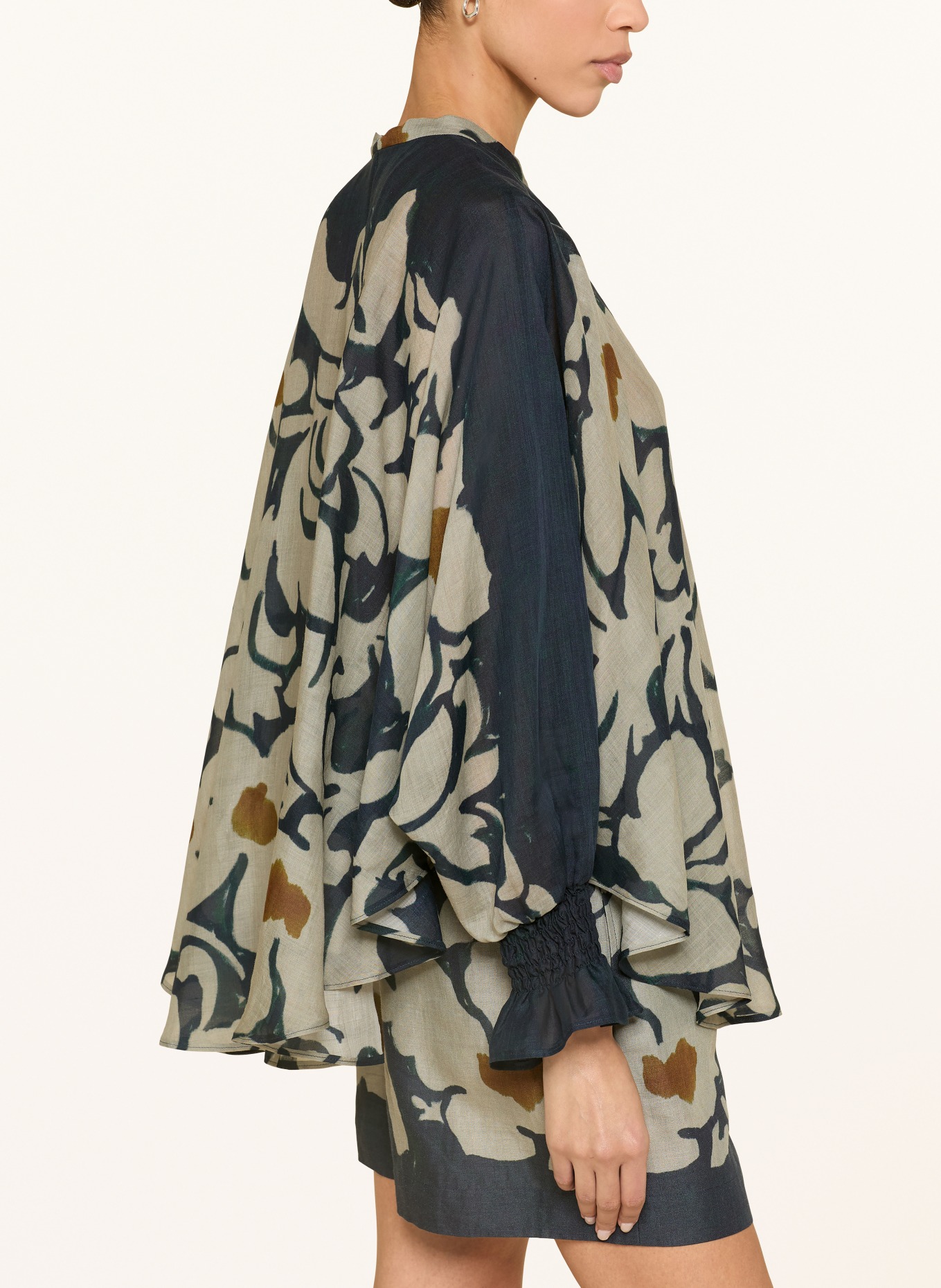 LUISA CERANO bluzka z kołnierzykiem: GRANATOWY / CIEMNOPOMARAŃCZOWY / JASNOZIELONY