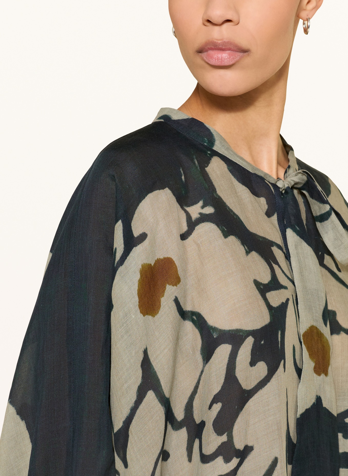 LUISA CERANO bluzka z kołnierzykiem: GRANATOWY / CIEMNOPOMARAŃCZOWY / JASNOZIELONY