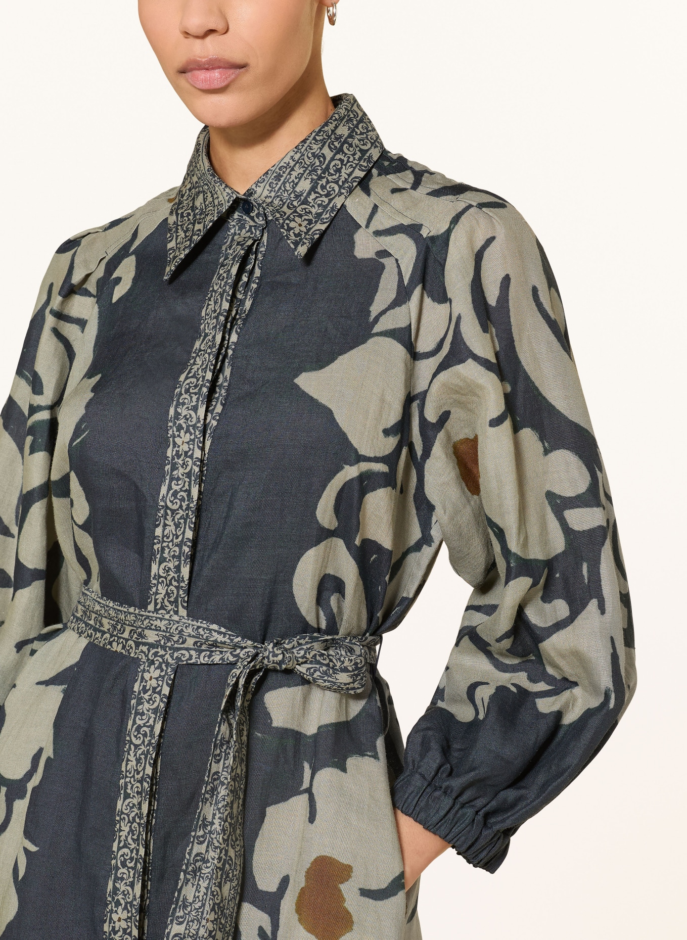 LUISA CERANO Overhemdjurk: DONKERBLAUW / DONKERORANJE / LICHTGROEN