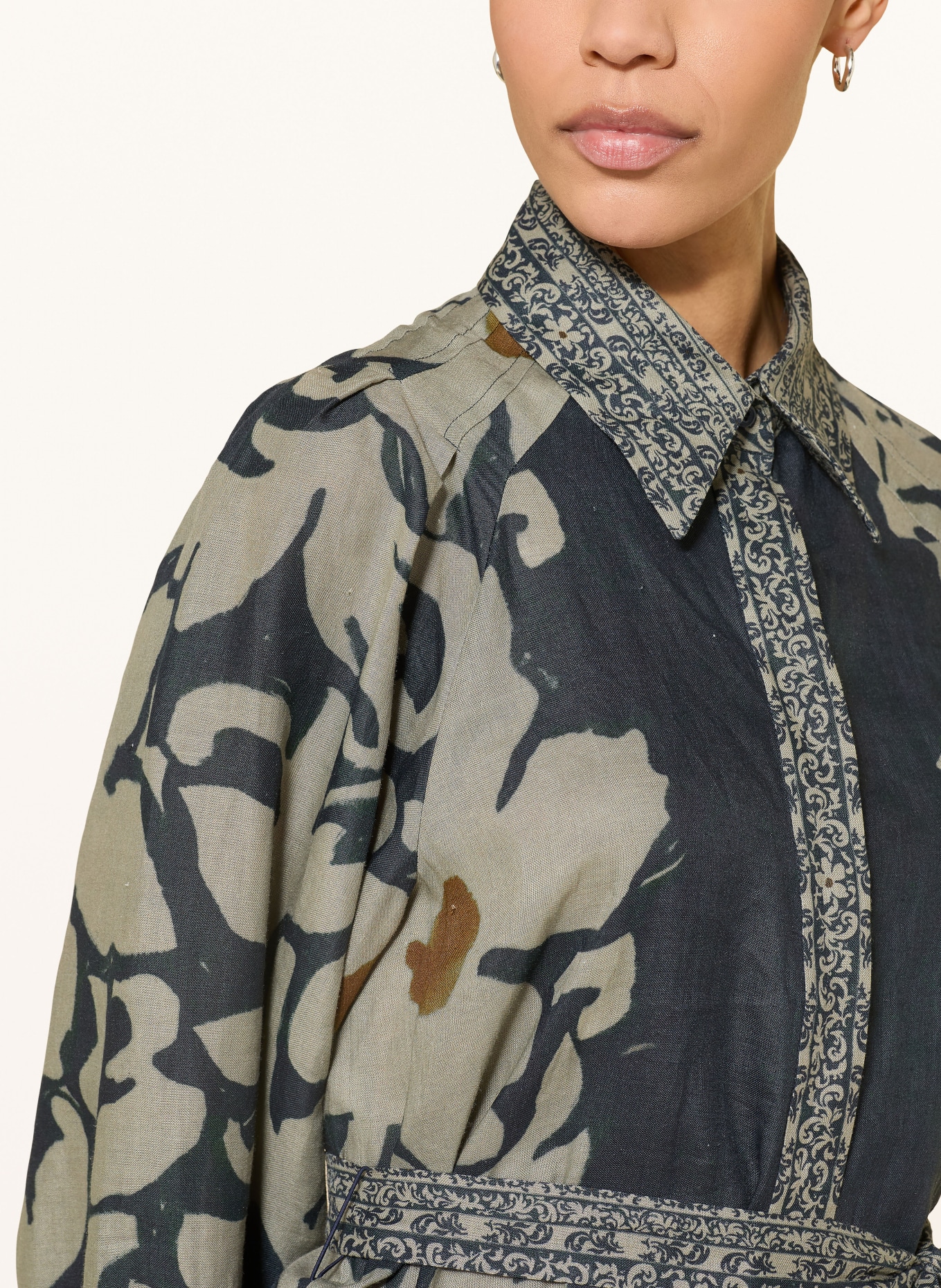 LUISA CERANO Overhemdjurk: DONKERBLAUW / DONKERORANJE / LICHTGROEN