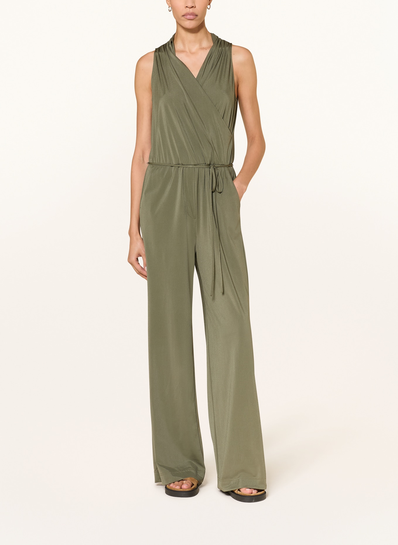 LUISA CERANO Jerseyowy kombinezon o kroju kopertowym: KHAKI