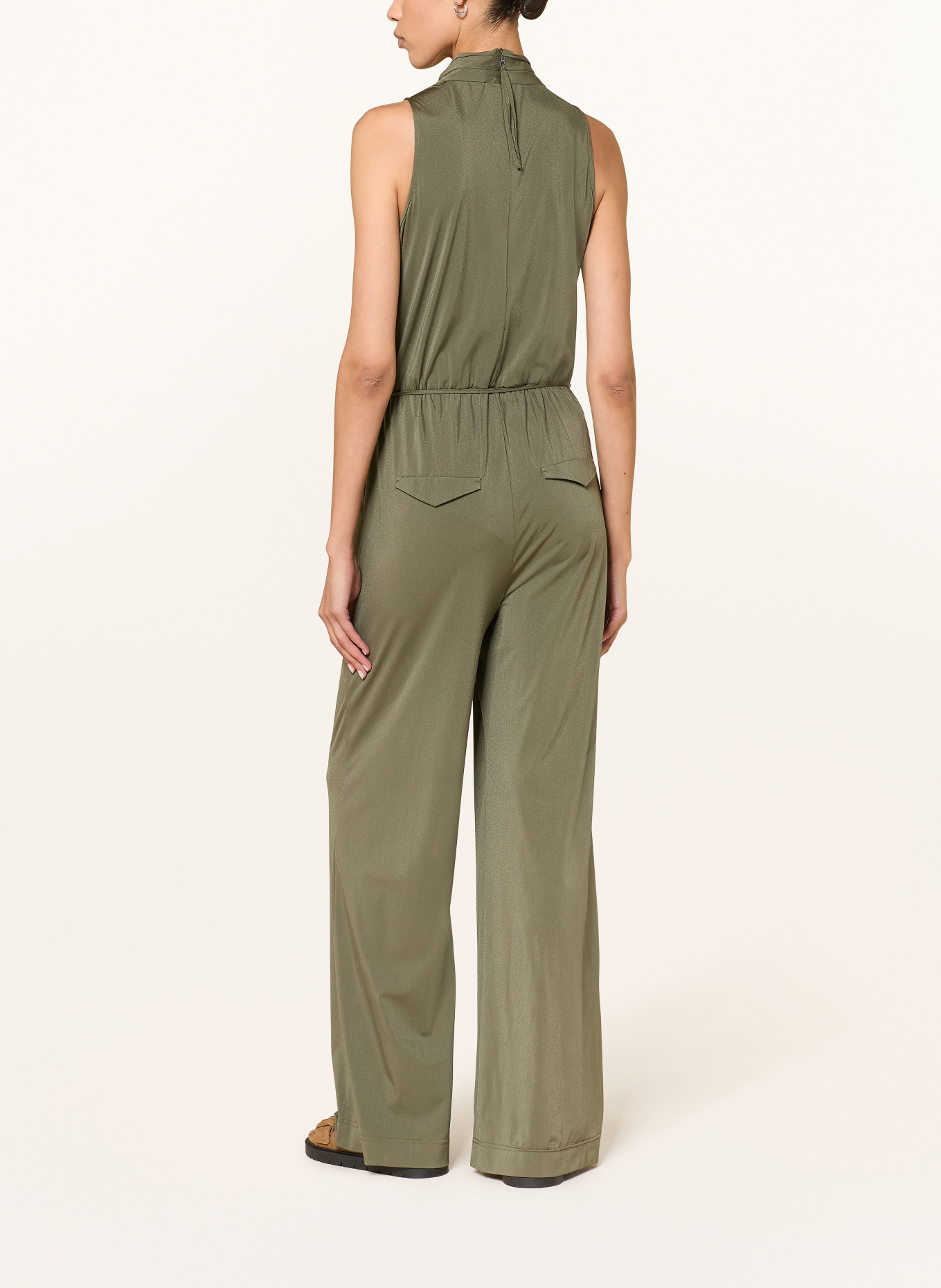 LUISA CERANO Jerseyowy kombinezon o kroju kopertowym: KHAKI