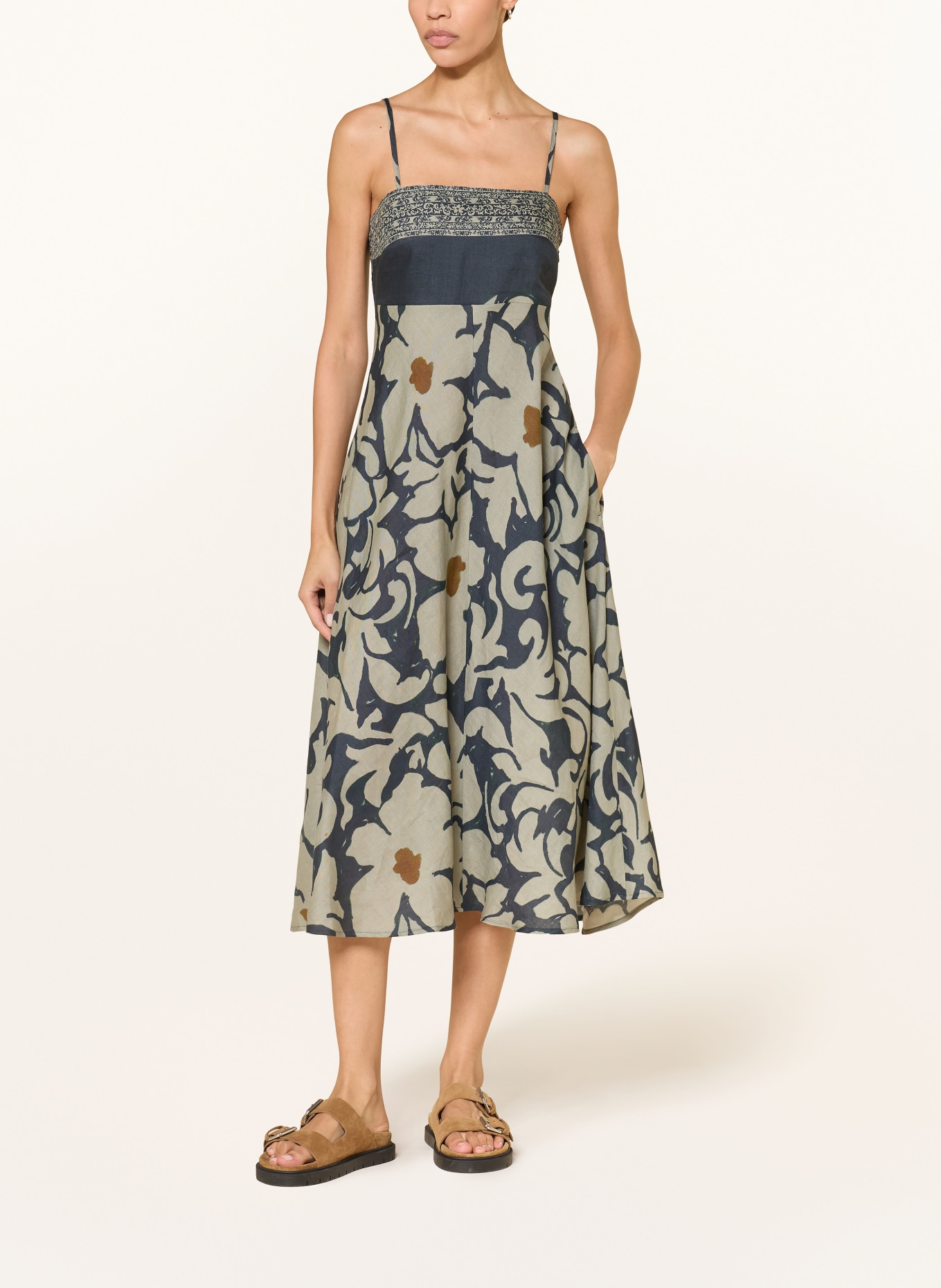 LUISA CERANO Sukienka: GRANATOWY / CIEMNOPOMARAŃCZOWY / JASNOZIELONY