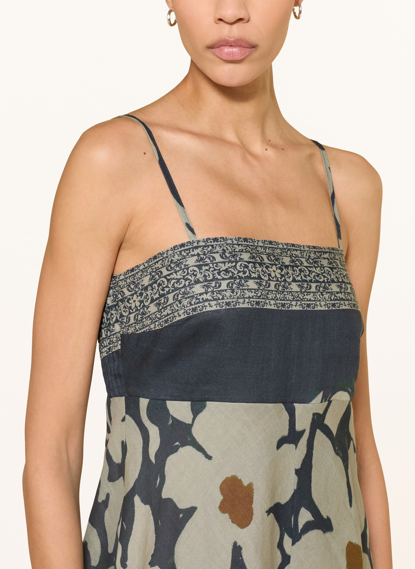 LUISA CERANO Sukienka: GRANATOWY / CIEMNOPOMARAŃCZOWY / JASNOZIELONY