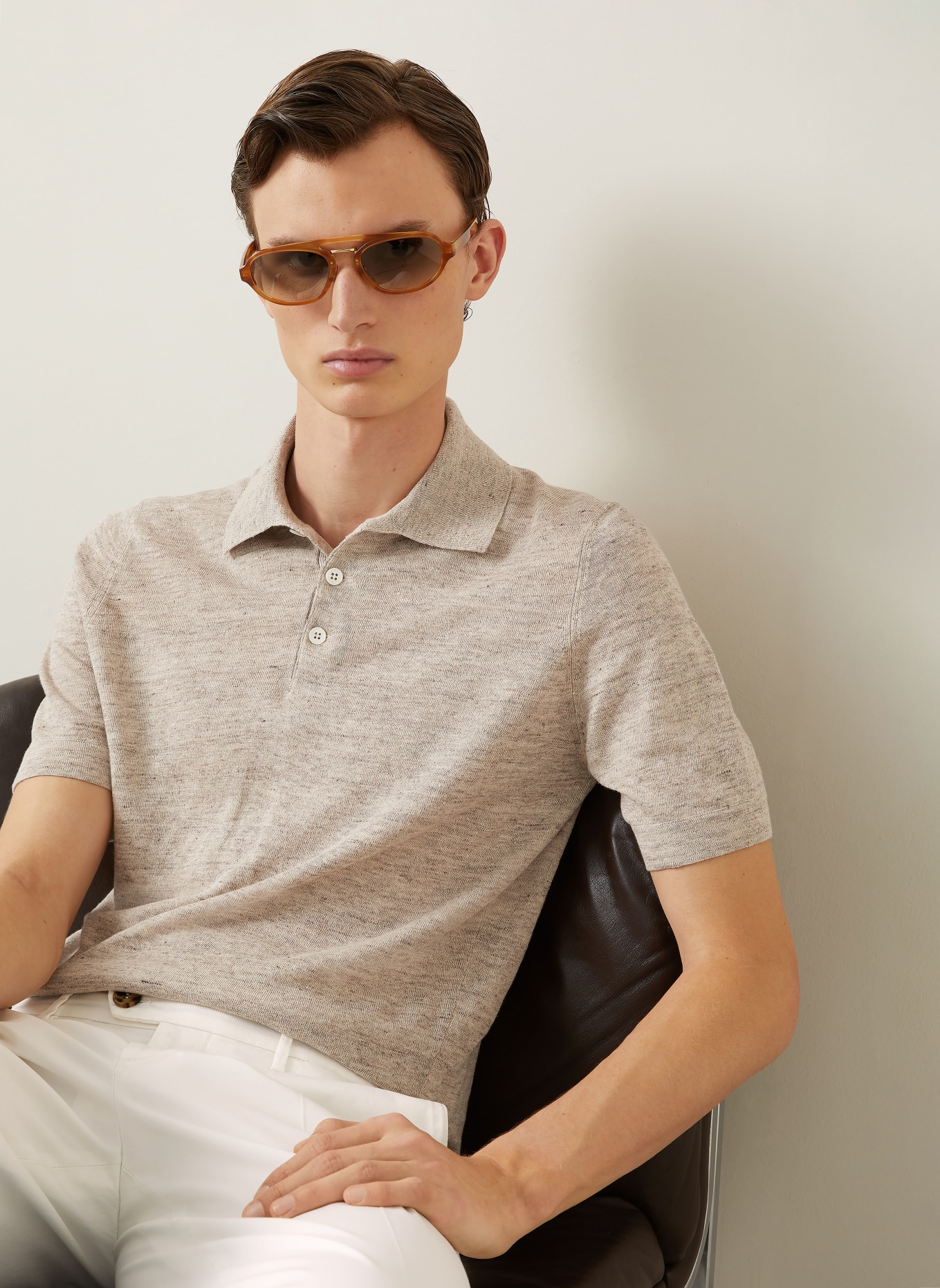 BRUNELLO CUCINELLI Strick-Poloshirt Regular Fit: GRAU