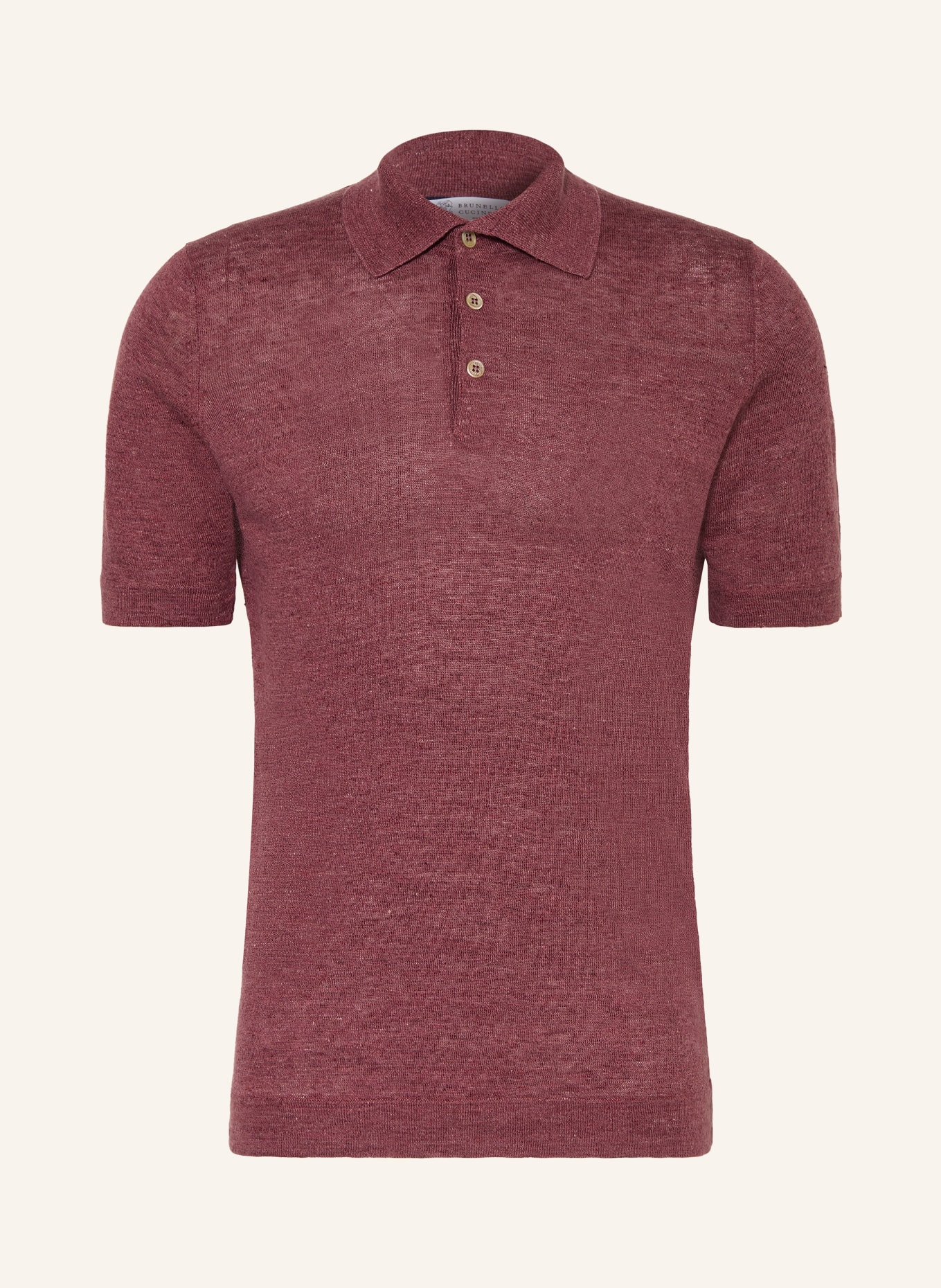 BRUNELLO CUCINELLI Strick-Poloshirt Regular Fit: DUNKELROT