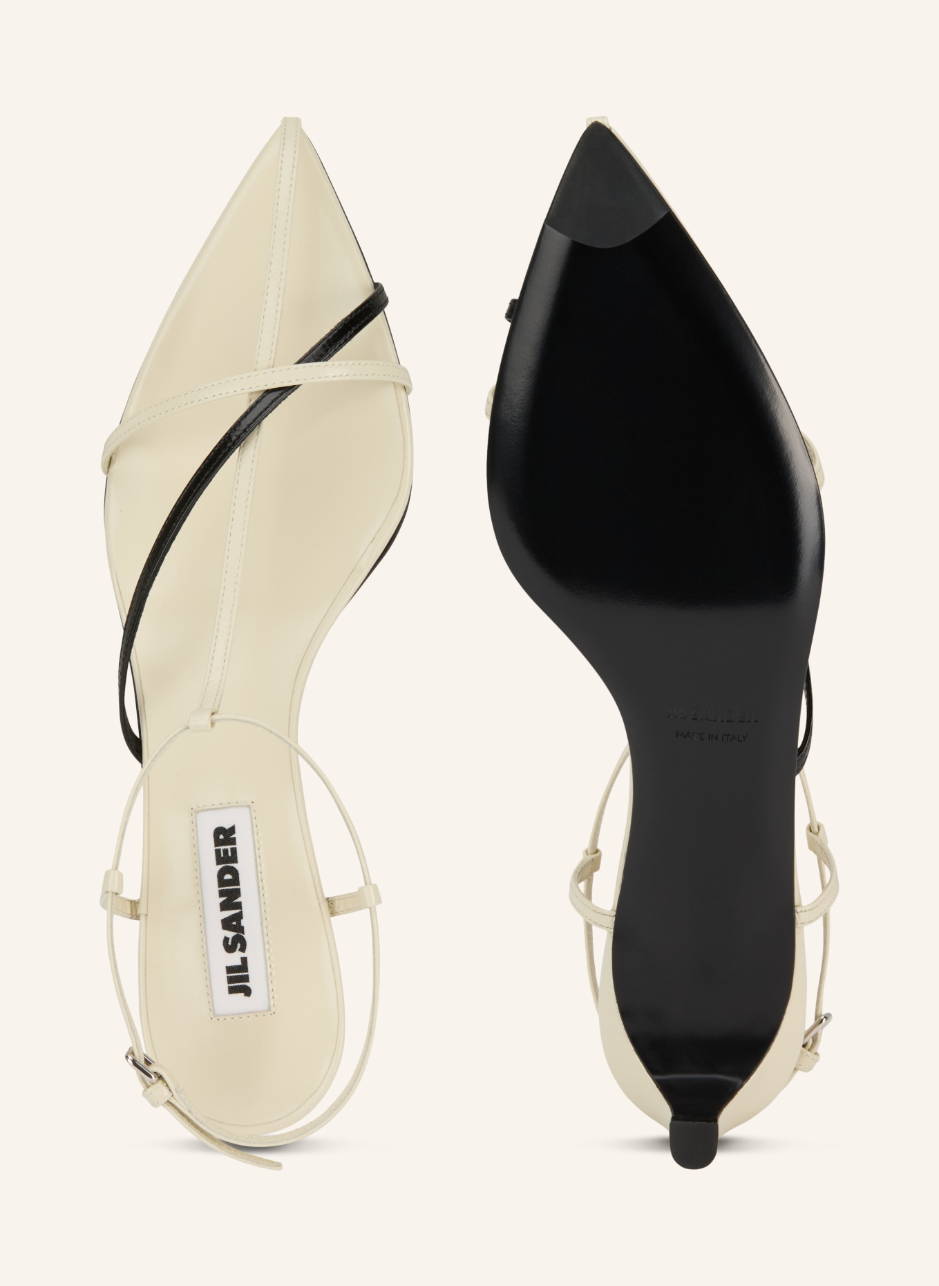 JIL SANDER Sandaletten: ECRU / SCHWARZ