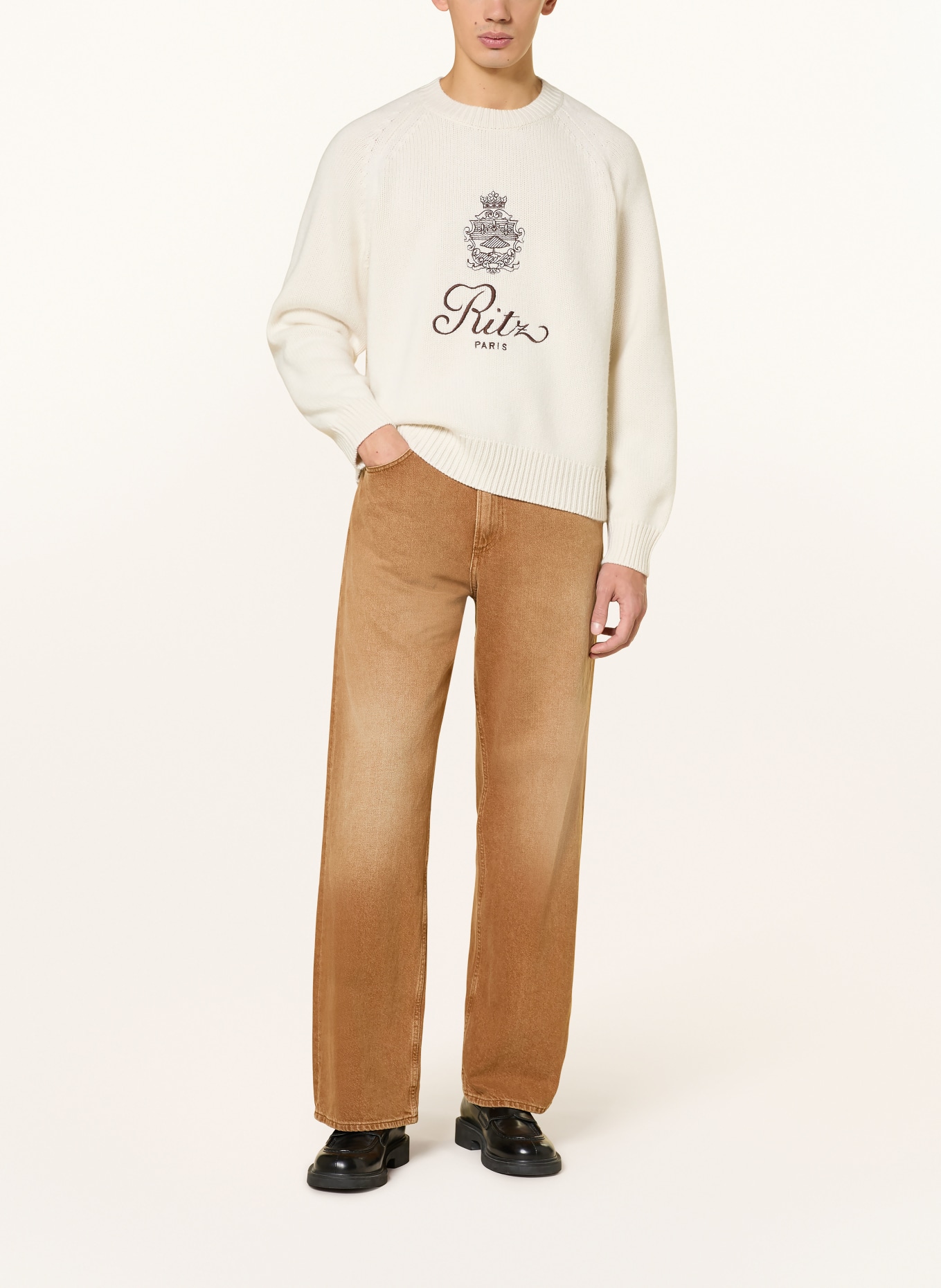 FRAME Cashmere sweater RITZ: CREAM / DARK BROWN