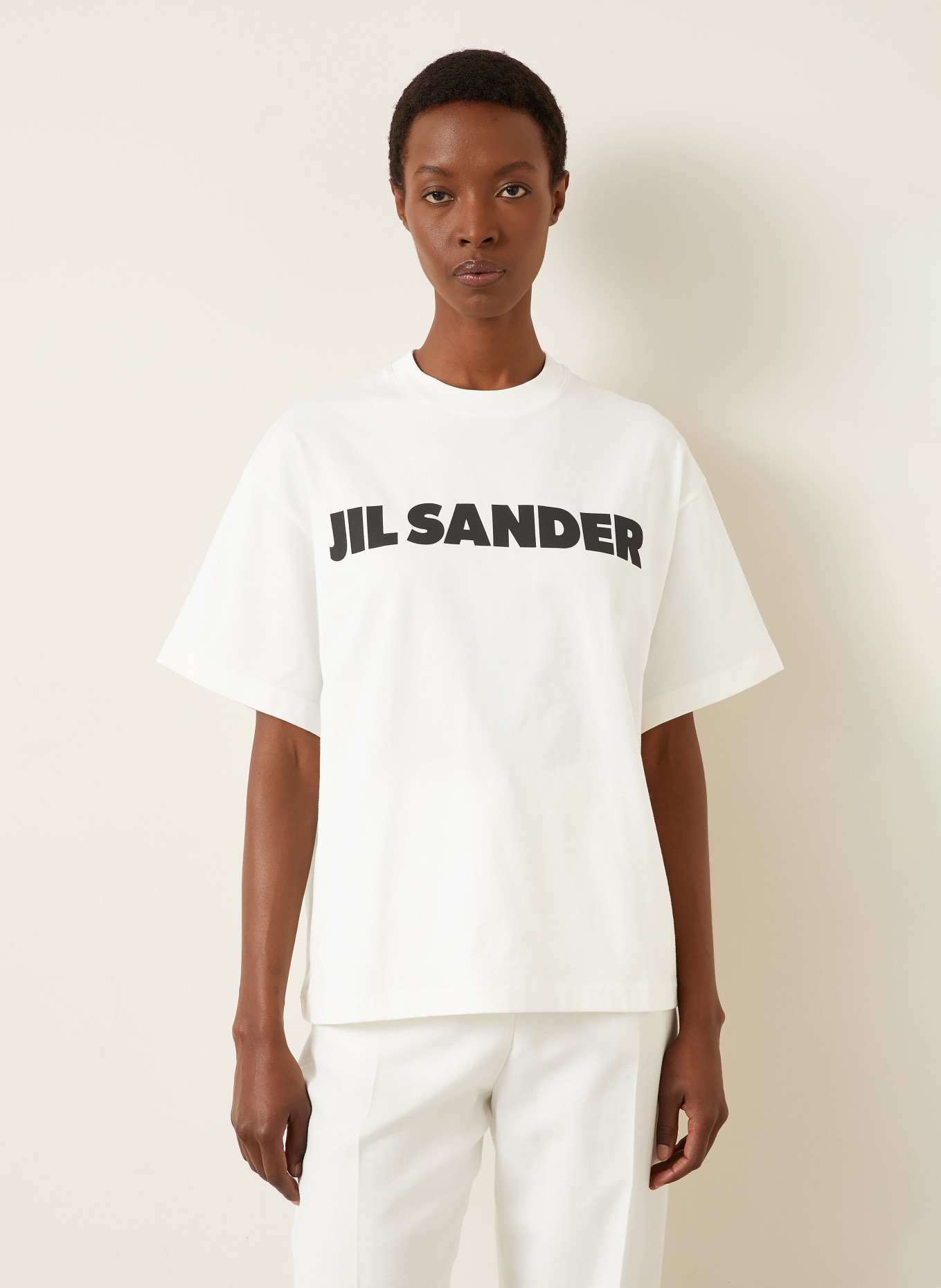 JIL SANDER T-shirt: ECRU / BLACK