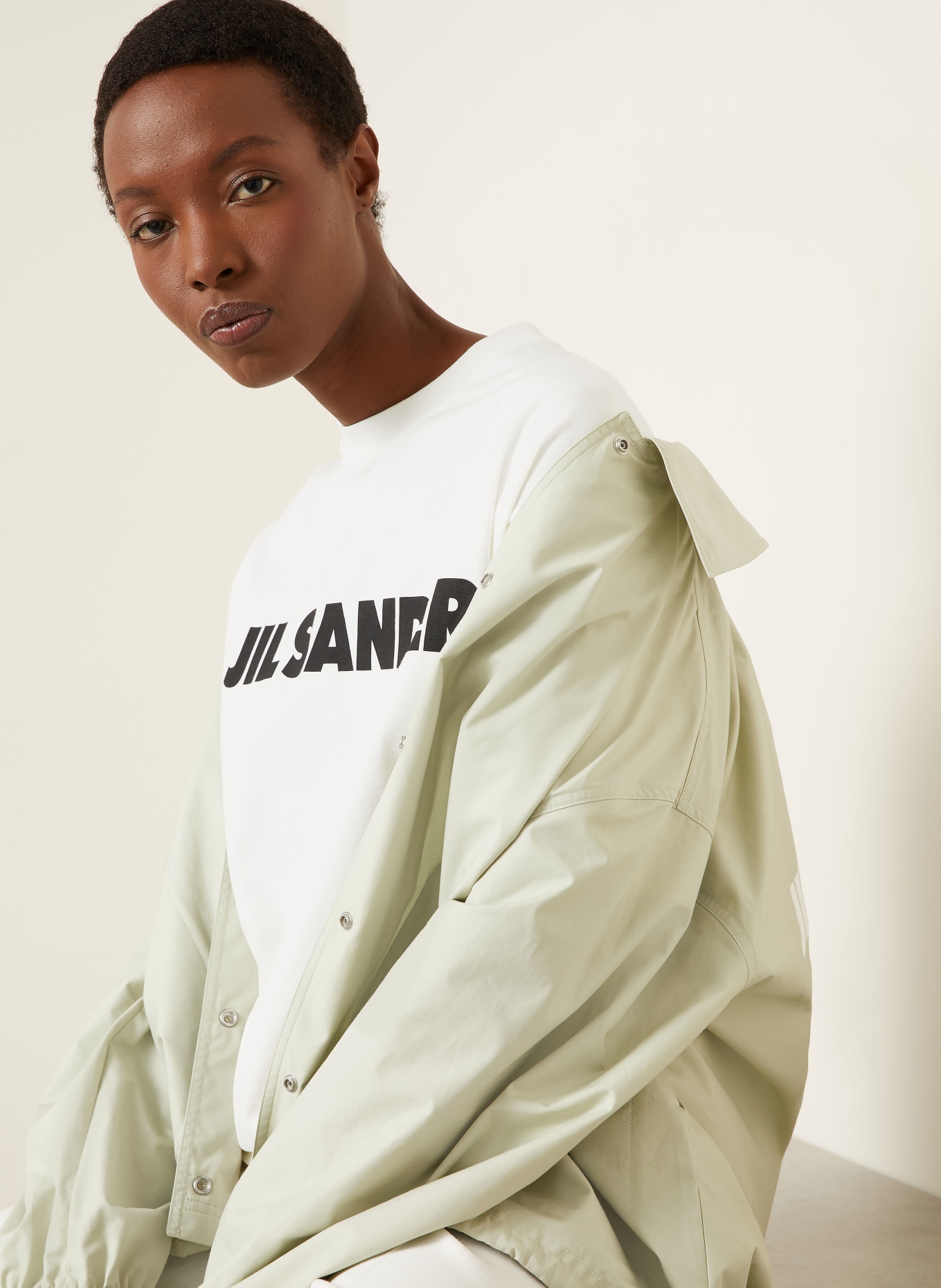 JIL SANDER T-shirt: ECRU / BLACK