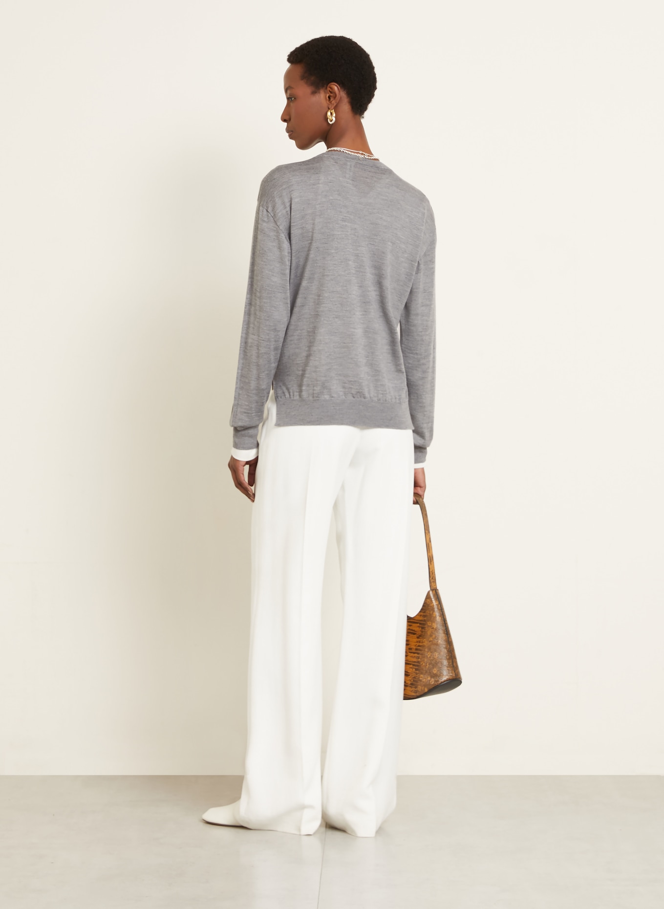 JIL SANDER Svetr s kašmírem a hedvábím: ŠEDÁ