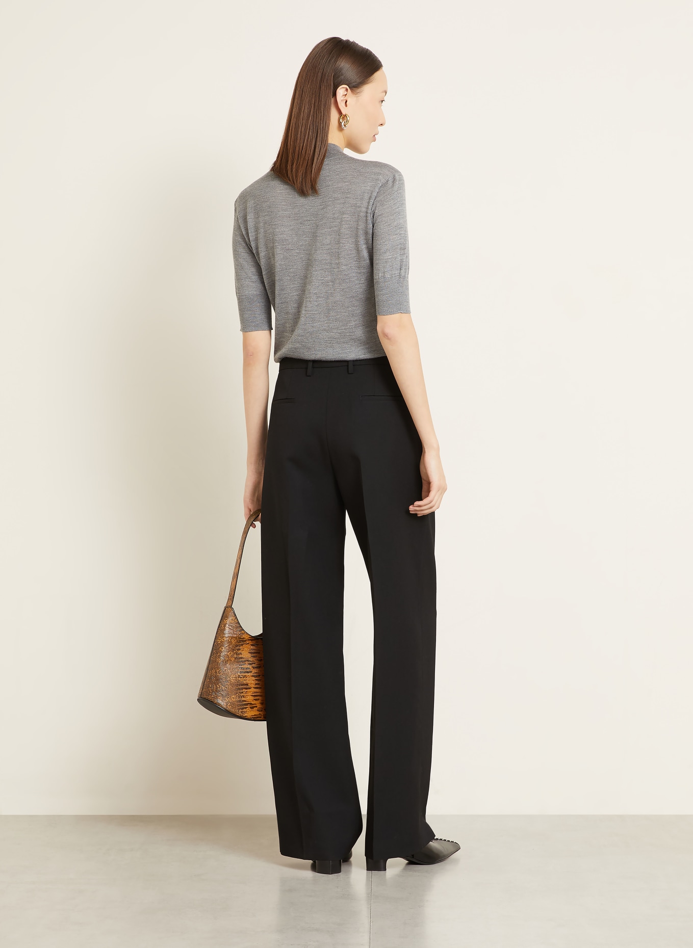 JIL SANDER Strickshirt mit Cashmere und Seide: GRAU