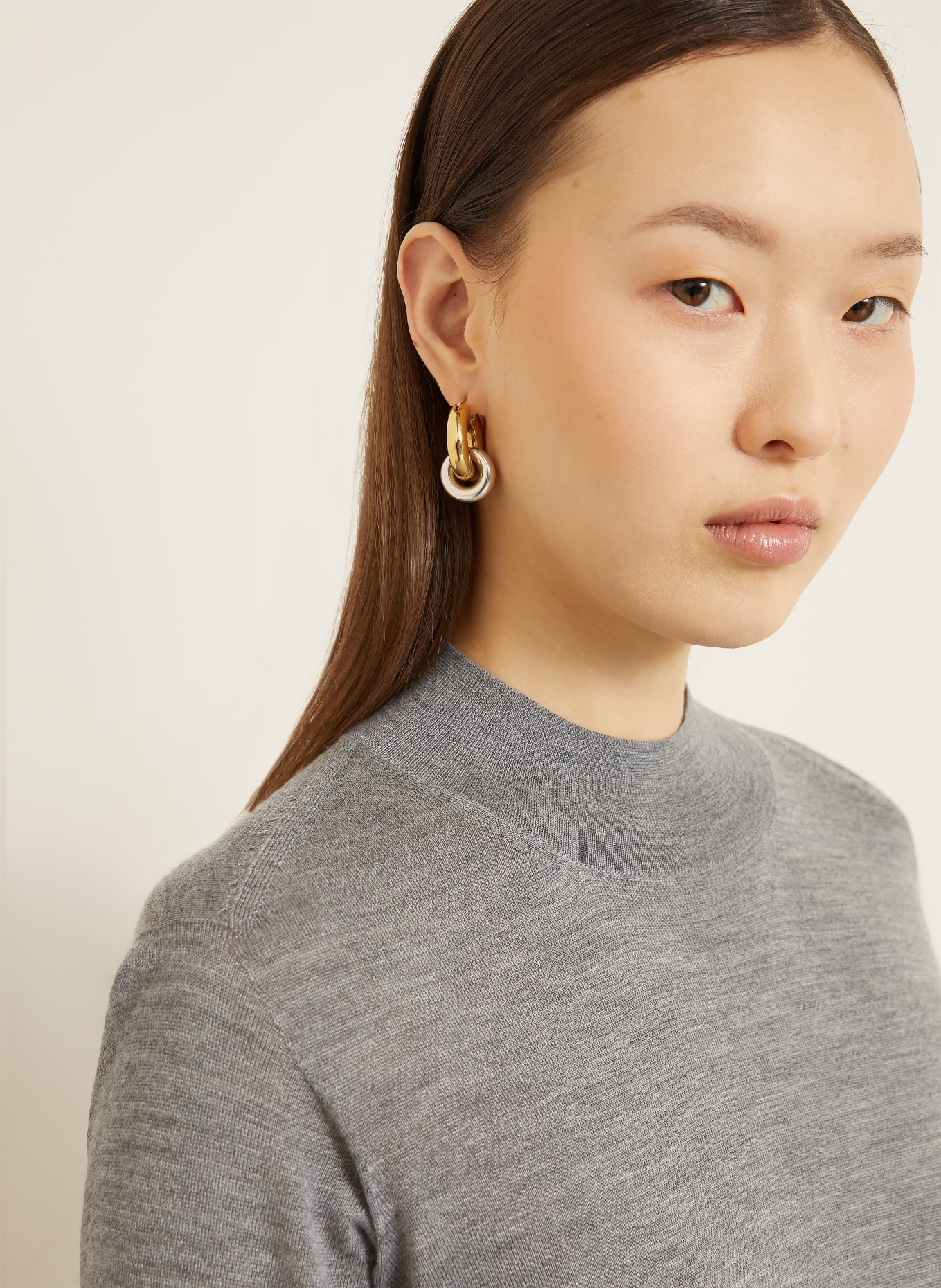 JIL SANDER Strickshirt mit Cashmere und Seide: GRAU