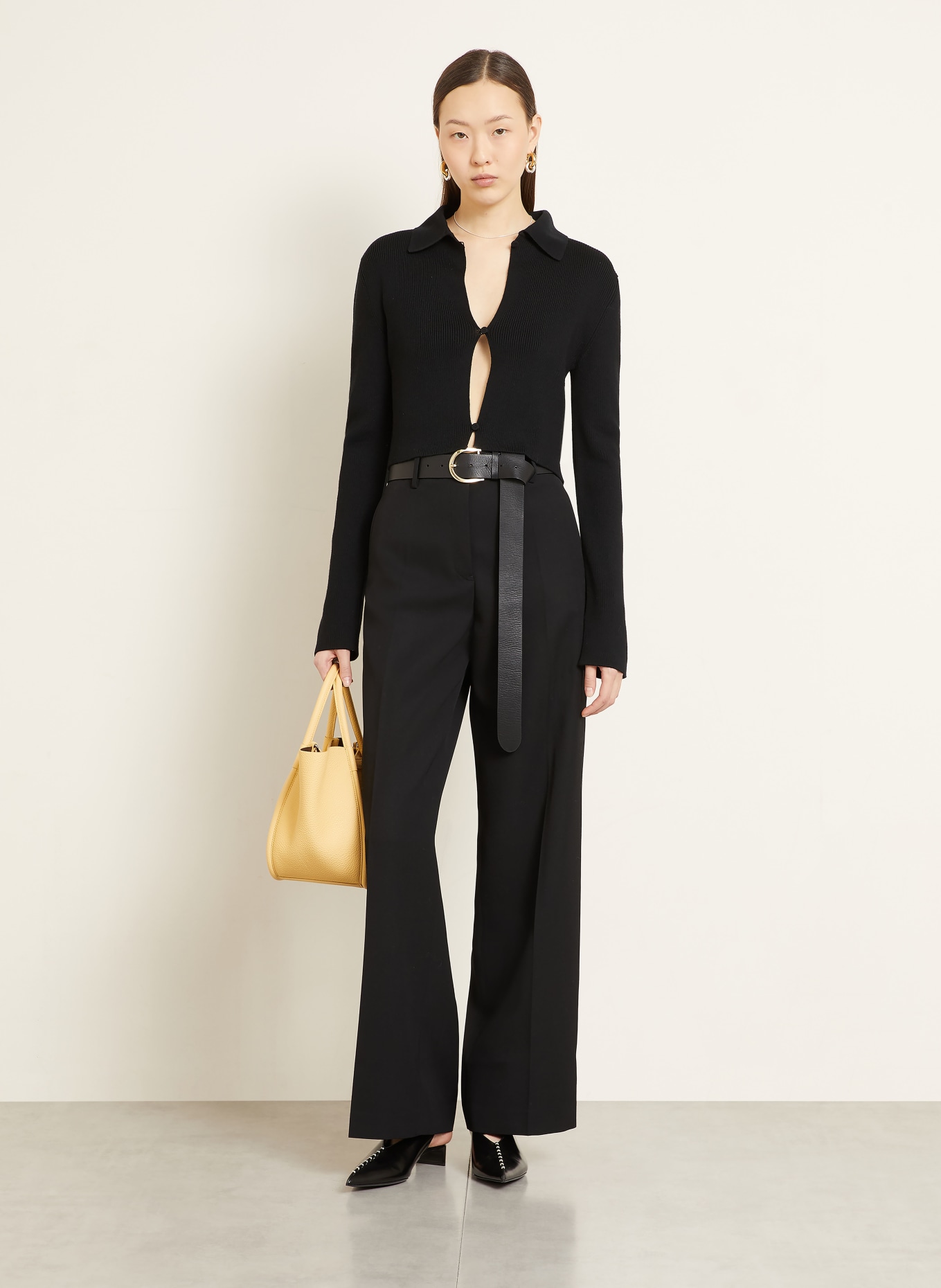 JIL SANDER Cropped-Strickjacke: SCHWARZ