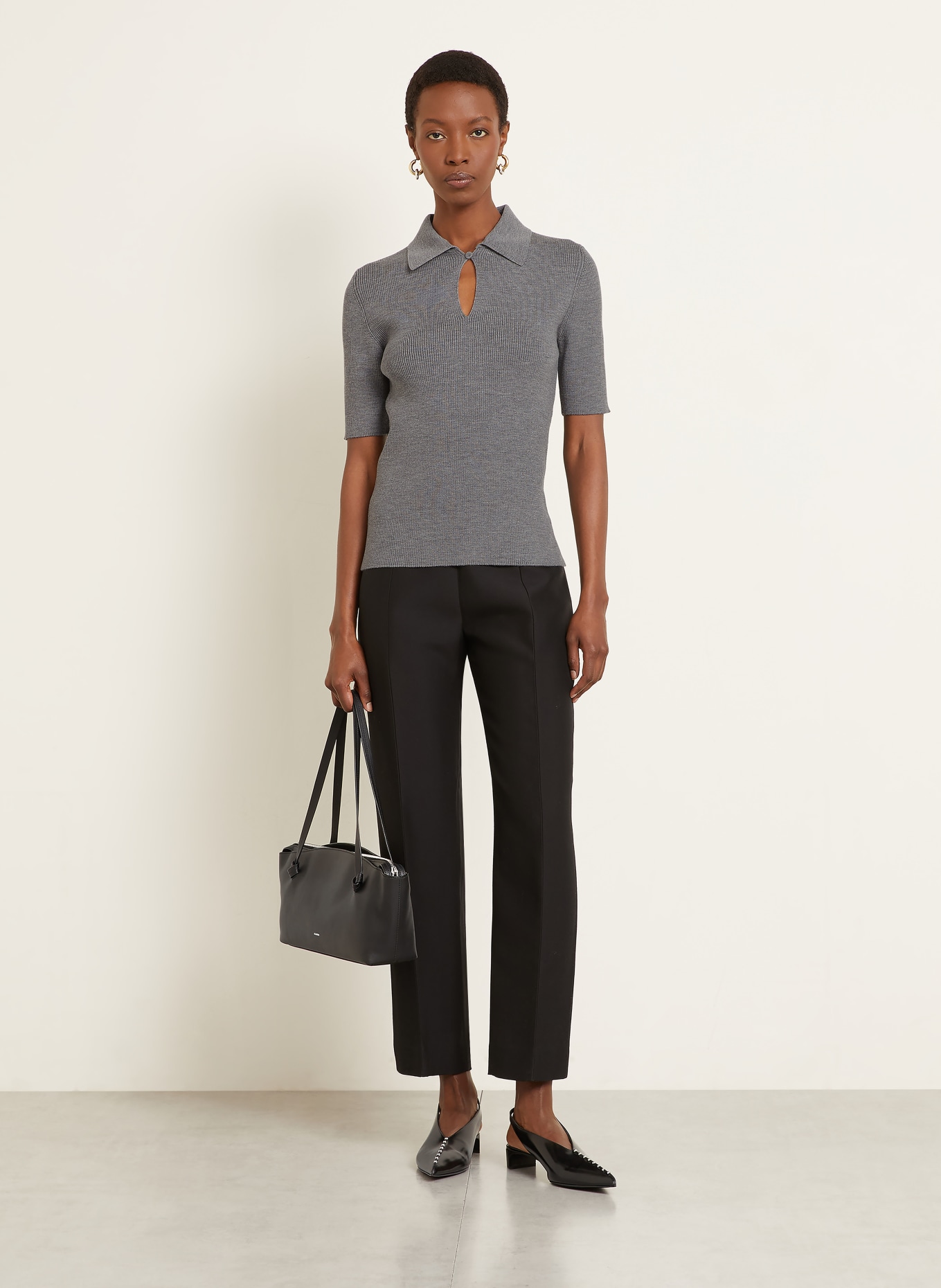 JIL SANDER knitted polo shirt: GRAY