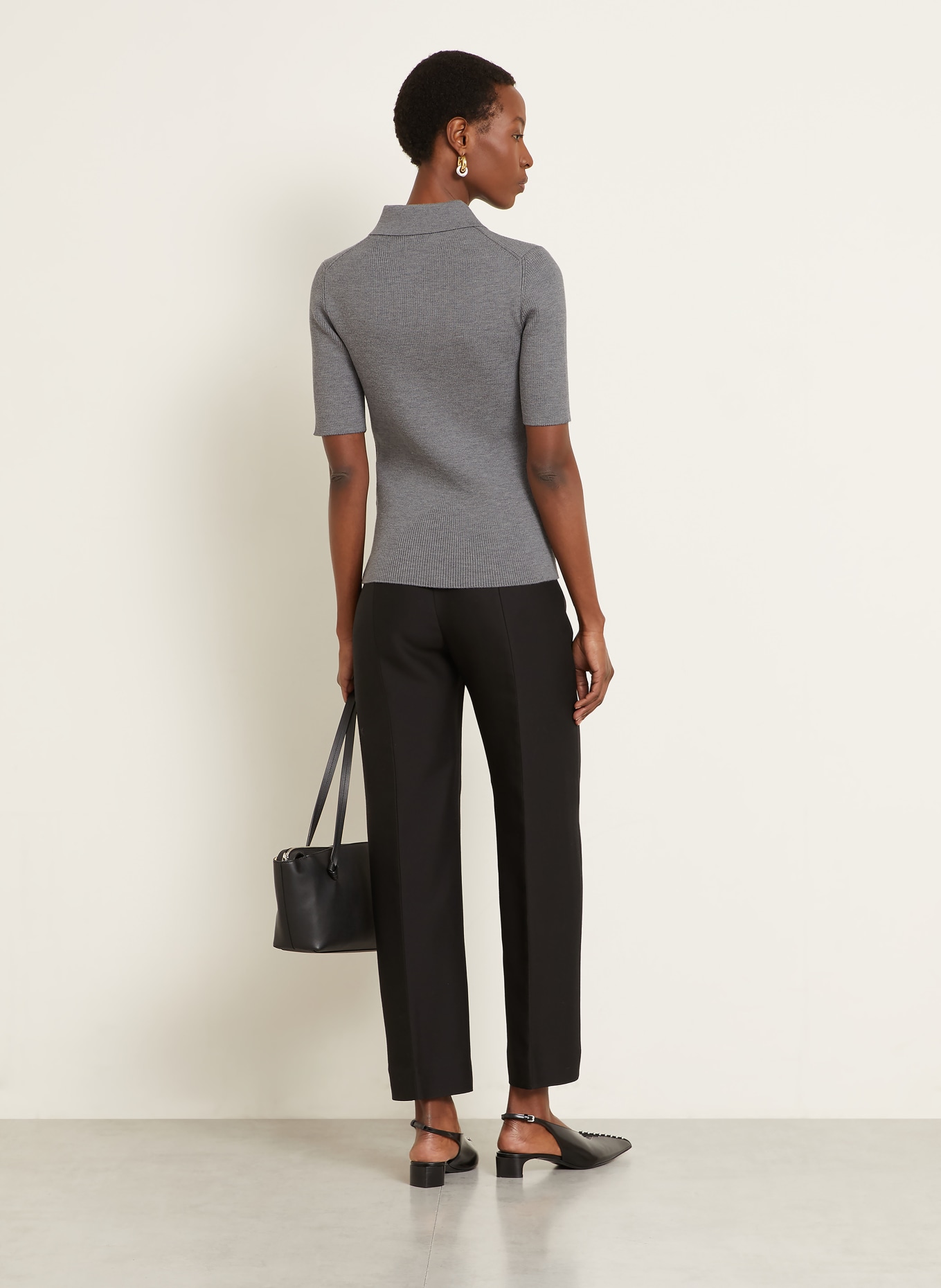 JIL SANDER knitted polo shirt: GRAY