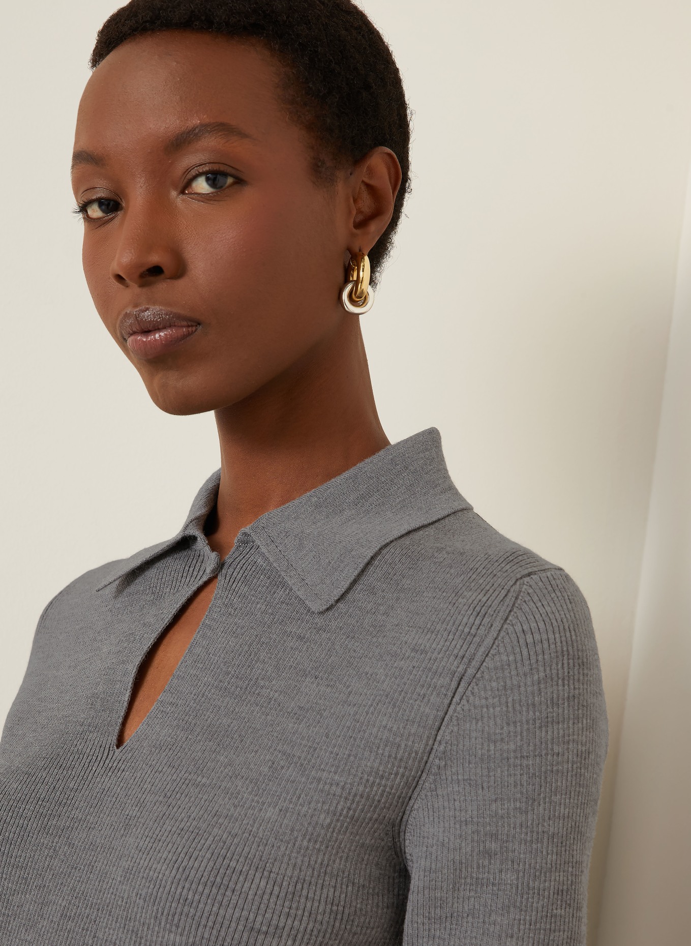 JIL SANDER knitted polo shirt: GRAY