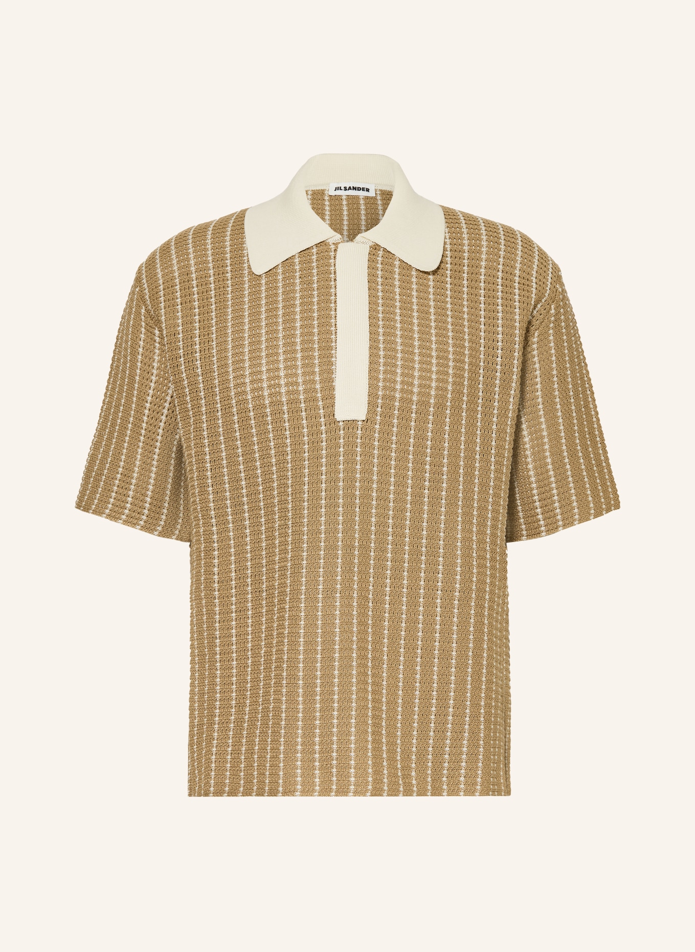 JIL SANDER Pletené polo tričko: VELBLOUDÍ / KRÉMOVÁ